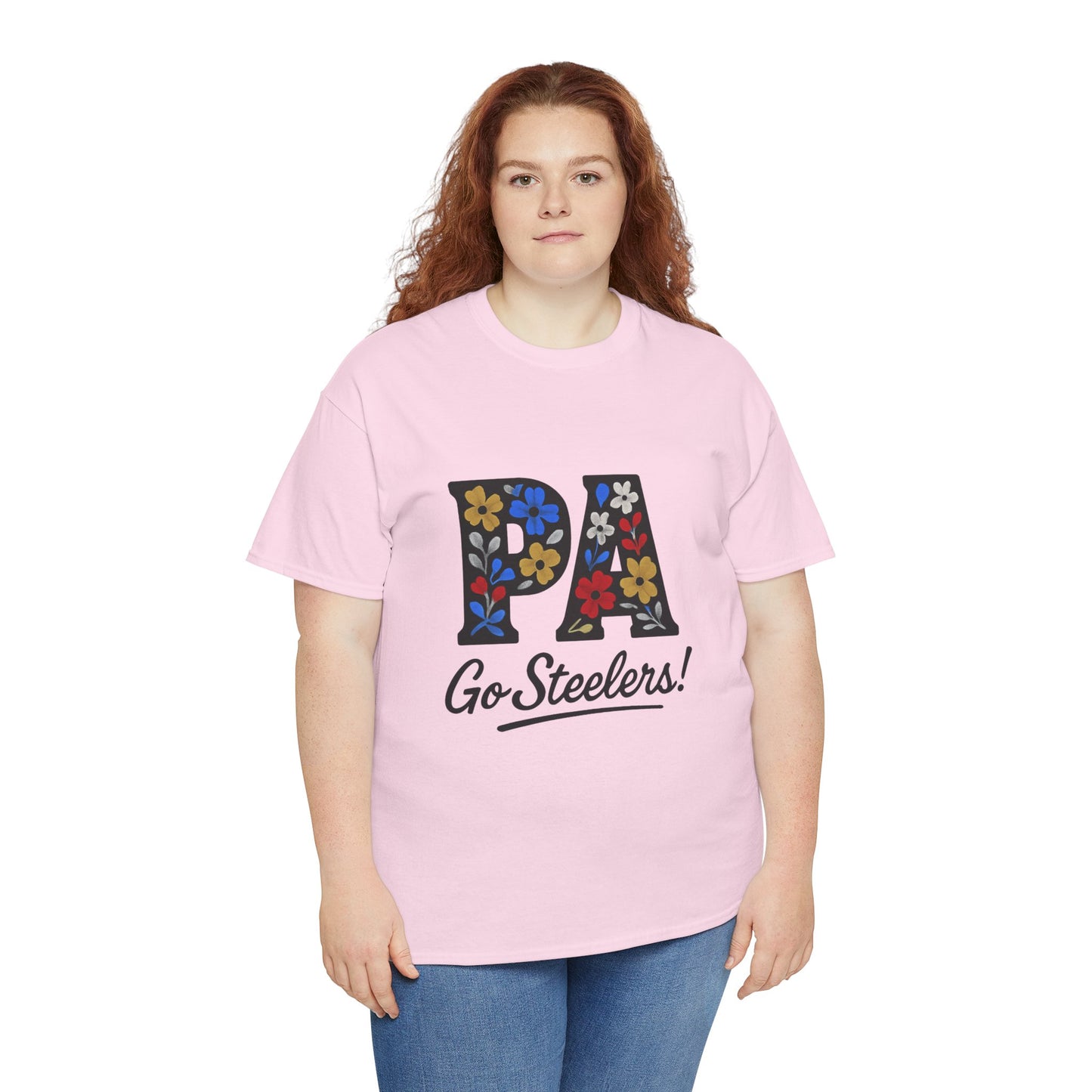 Sports Fan Tee - Floral PA Go Steelers Unisex Heavy Cotton Tee