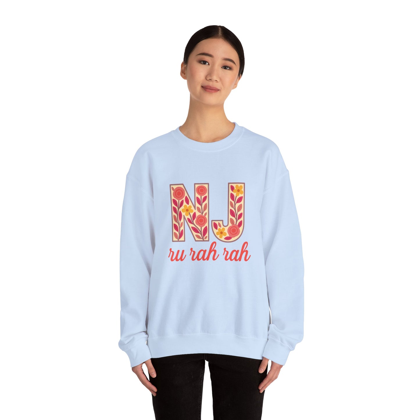 NJ Floral Pattern Crewneck Sweatshirt, Cozy Jersey, Casual Layer, Unique Gift, Fall Fashion, Unisex Apparel