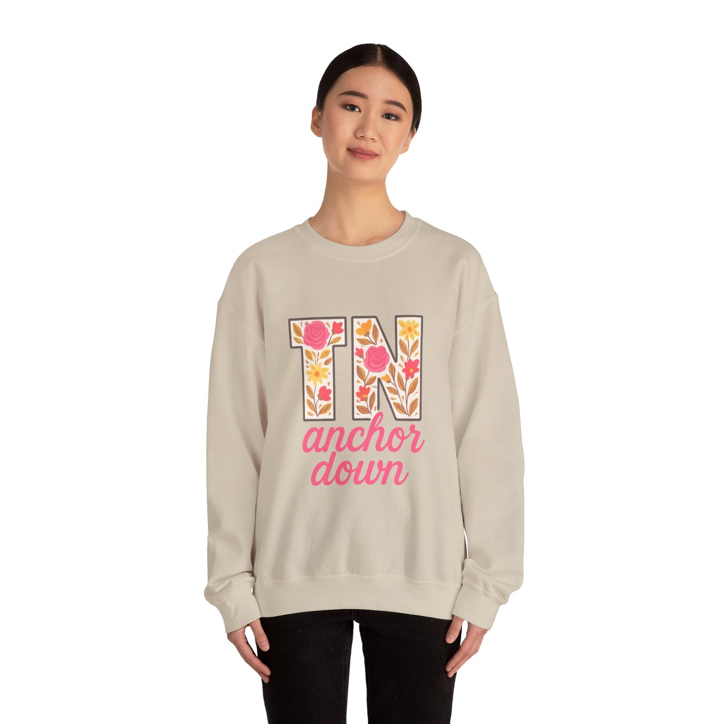 Cozy Floral Crewneck Sweatshirt with TN Design, Cute Gifts for Tennessee Fans, Casual Fall Wear, Perfect for Holidays & Gatherings