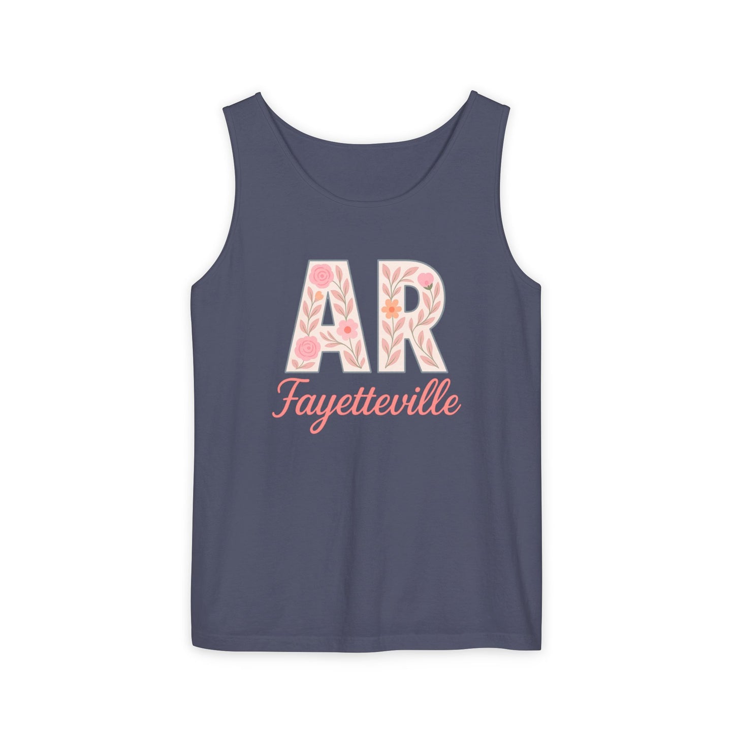Fayetteville Floral Tank Top, Casual Summer Top, Gift for Her, Travel Apparel, Arkansas Style, Arkansas Student Gift, Graduation Gift, Comfort Colors