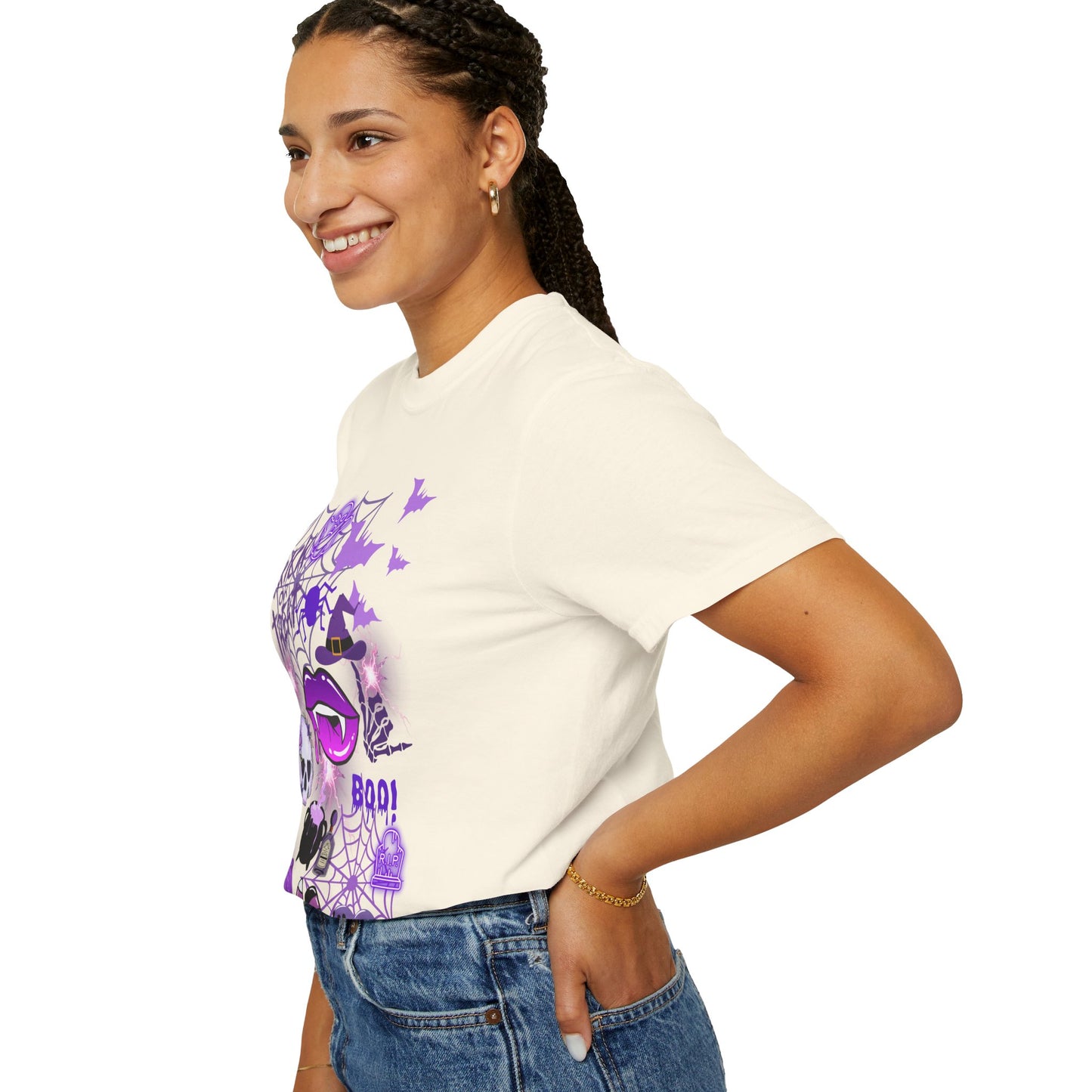 Spooky Purple Vibes Halloween Graphic T-Shirt, Fun Unisex Tee for Spooky Season, Trick or Treat, Boo! Shirt, Halloween Party Wear, Gift Idea