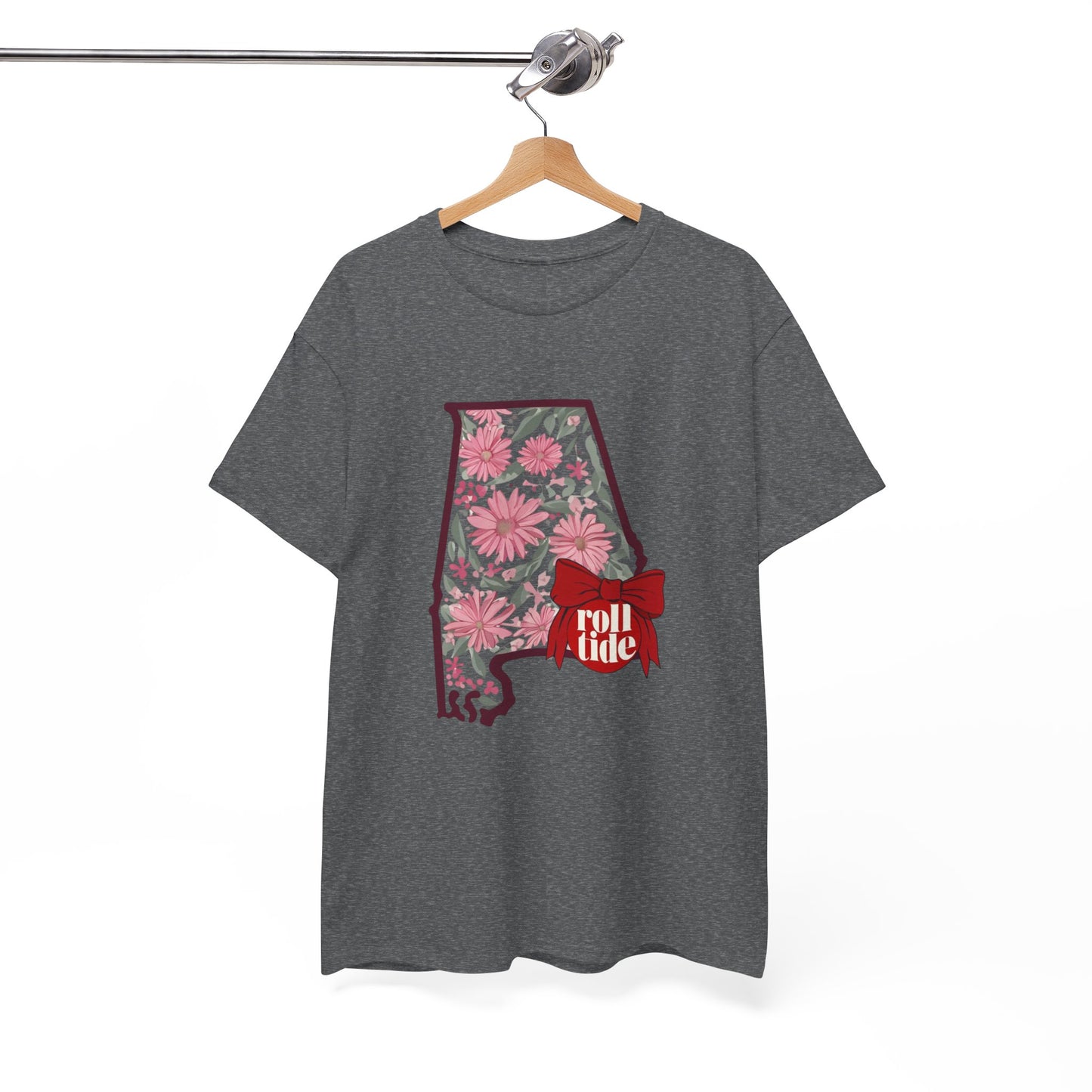 Floral Alabama Tee - Roll Tide Unisex Heavy Cotton T-Shirt, Casual Wear, Game Day Outfit, College Apparel, Southern Pride