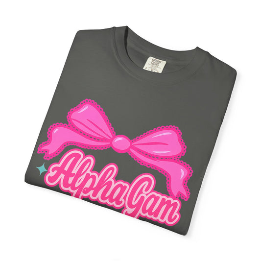 AlphaGam Bow T-Shirt | Unisex Garment-Dyed Tee for Sorority Sisters, College Apparel, Gifts for Greek Life, Casual Outfit, Sorority [...]