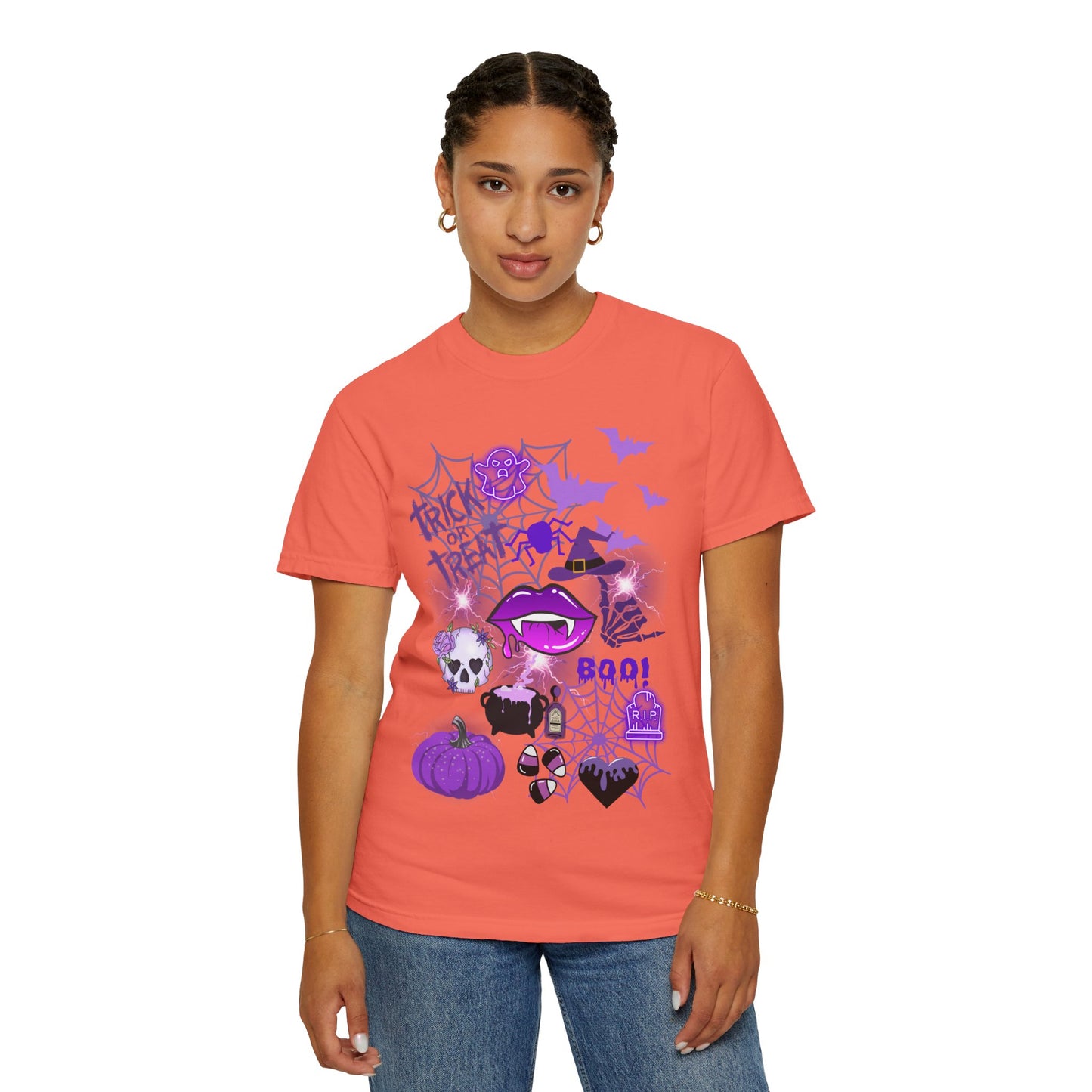 Spooky Purple Vibes Halloween Graphic T-Shirt, Fun Unisex Tee for Spooky Season, Trick or Treat, Boo! Shirt, Halloween Party Wear, Gift Idea