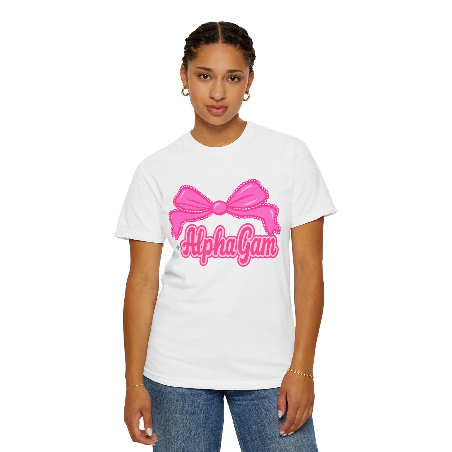 AlphaGam Bow T-Shirt | Unisex Garment-Dyed Tee for Sorority Sisters, College Apparel, Gifts for Greek Life, Casual Outfit, Sorority [...]