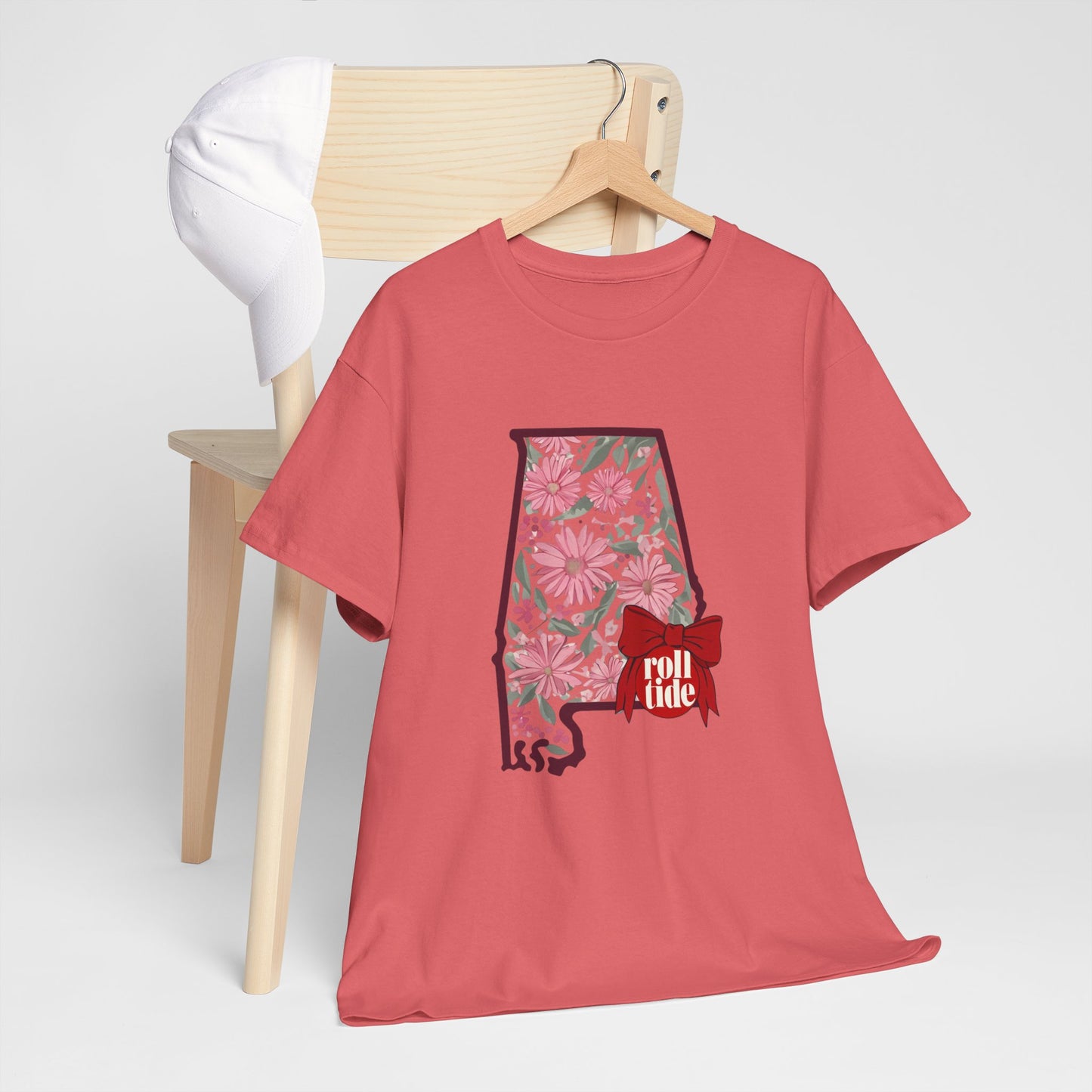 Floral Alabama Tee - Roll Tide Unisex Heavy Cotton T-Shirt, Casual Wear, Game Day Outfit, College Apparel, Southern Pride