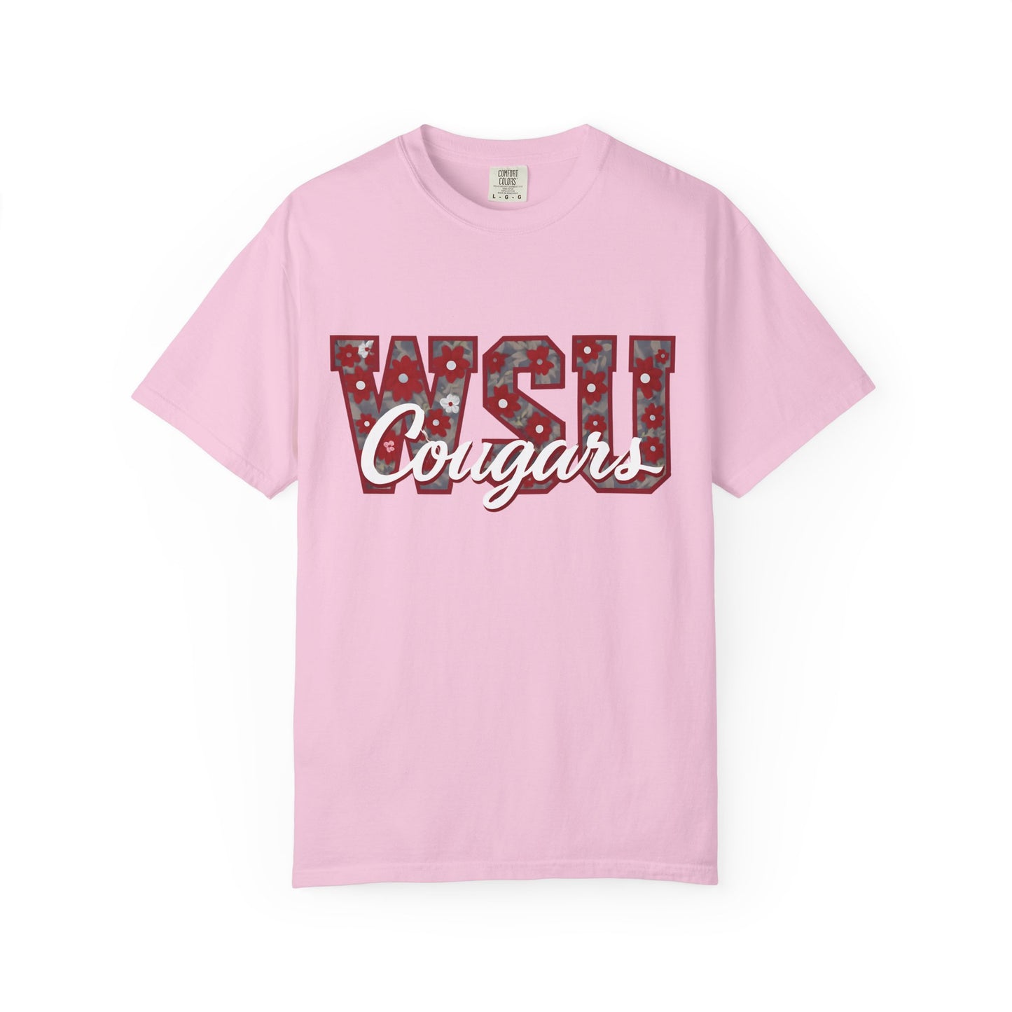 Garment-Dyed T-Shirt with WSU Cougars Design, Casual Wear, College Apparel, Sports Fan Gear, Comfortable Lifestyle Top, WSU Cougars