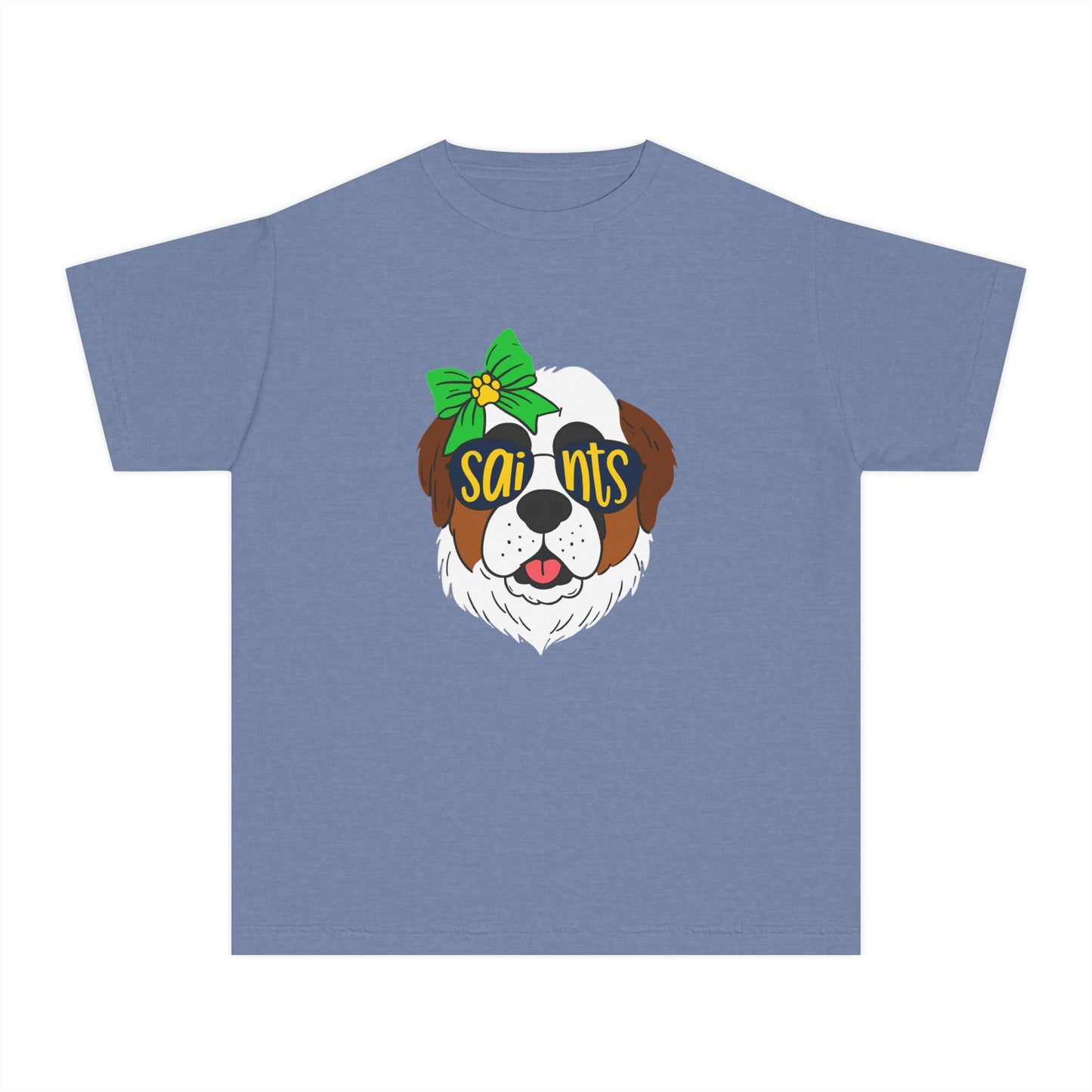 Saints Dog Youth Tee, Cute Puppy T-Shirt, Pet Lover Gift, Casual Wear, Birthday, Family Reunion, Dog Show