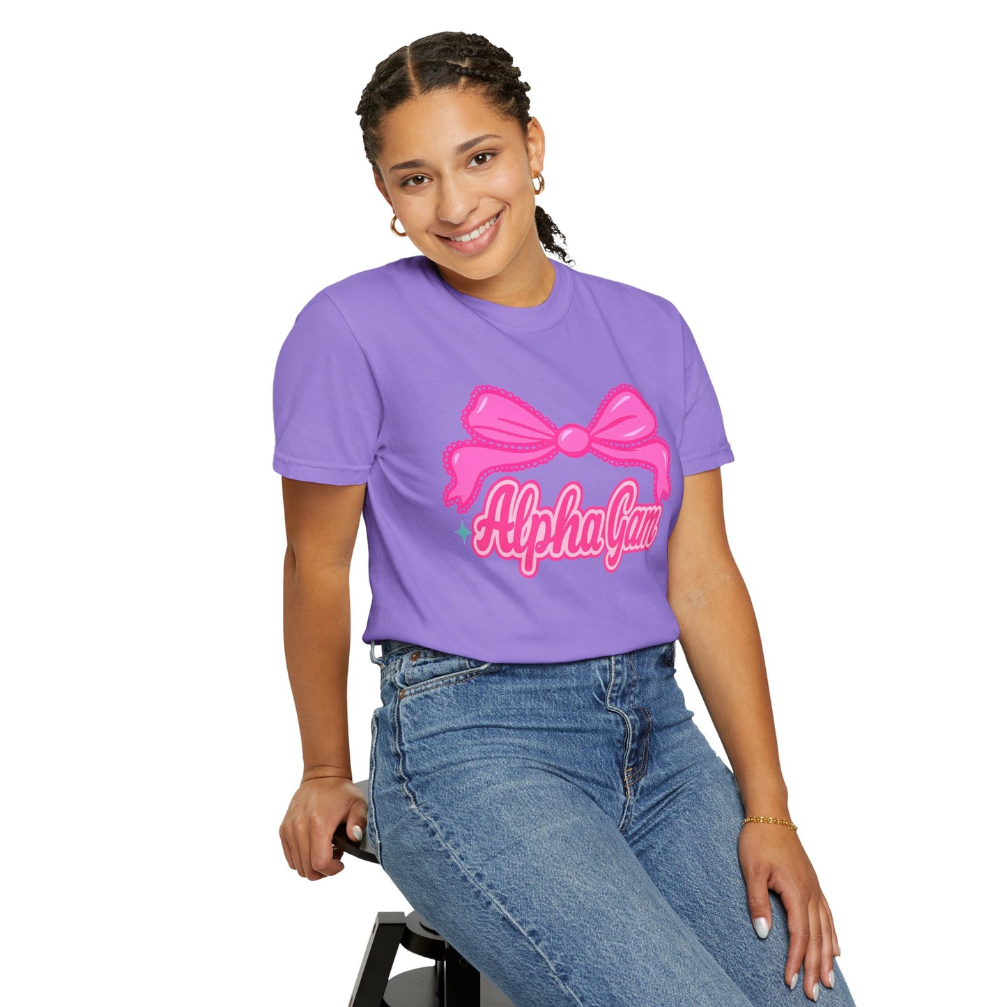 AlphaGam Bow T-Shirt | Unisex Garment-Dyed Tee for Sorority Sisters, College Apparel, Gifts for Greek Life, Casual Outfit, Sorority [...]