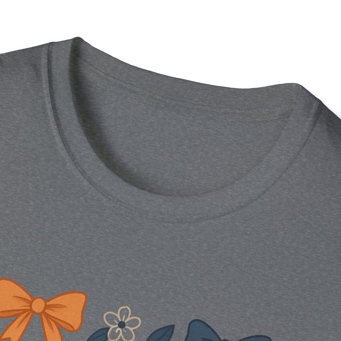 AU Floral Bow Graphic T-Shirt, Softstyle Tee, Botanical Print Shirt, Gift for Her, Casual Wear, Summer Fashion, Vintage Aesthetic