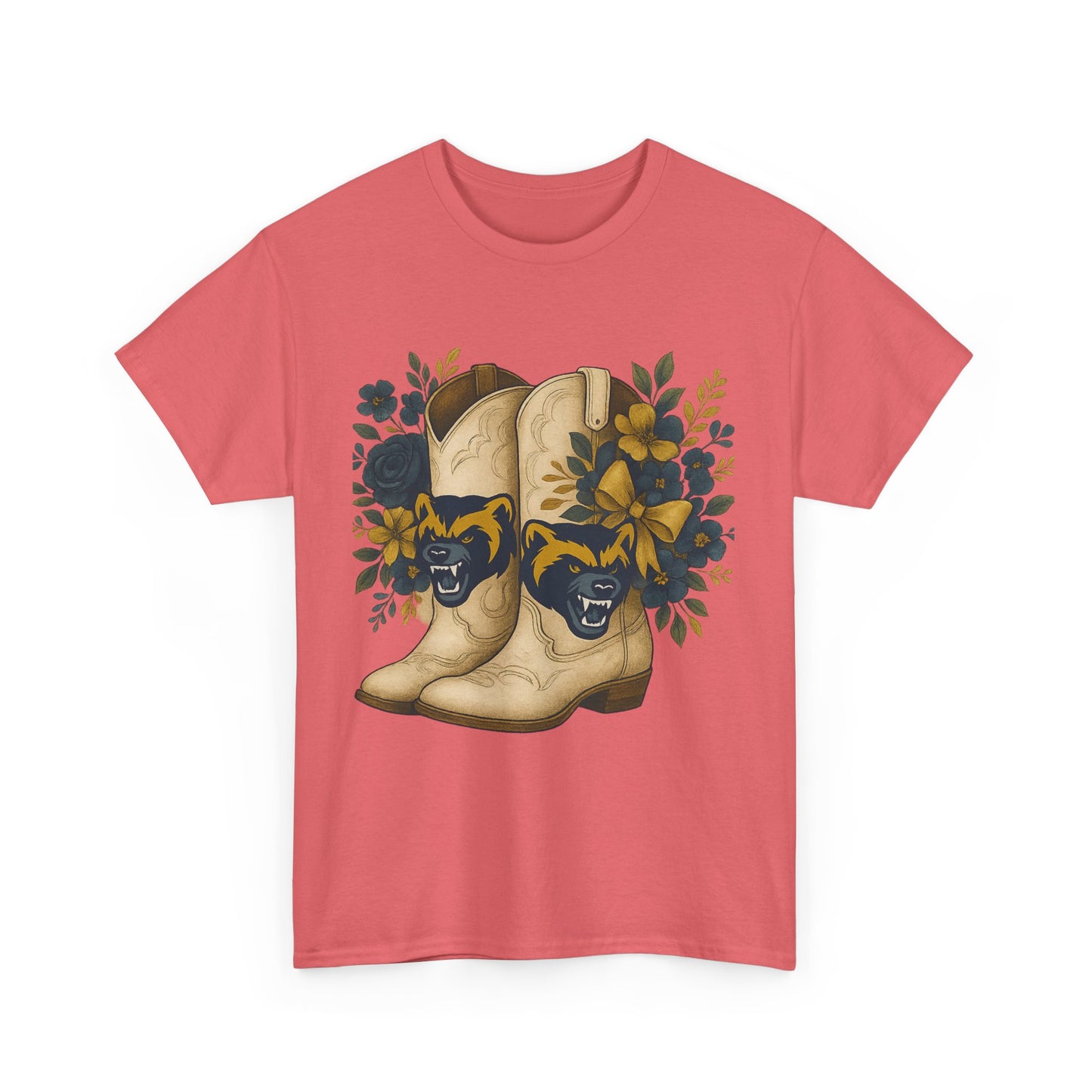 Graphic Tee - Michigan Wolverines Maize and Blue Country Chic Floral Cowboy Boots Vintage Style Shirt