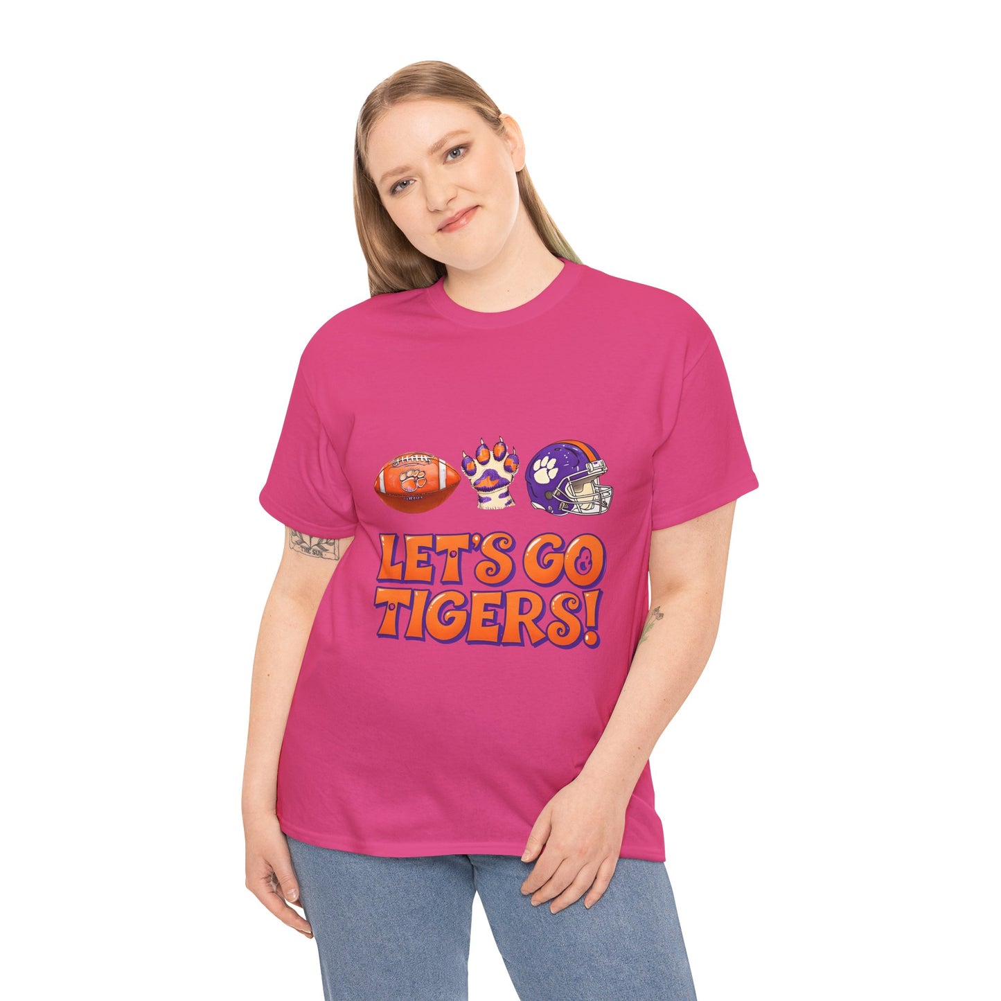 Unisex Heavy Cotton Tee - Let's Go Tigers! Sports Fan Tee, Game Day Shirt, Tailgate Apparel, Team Pride Top, College Football Gear