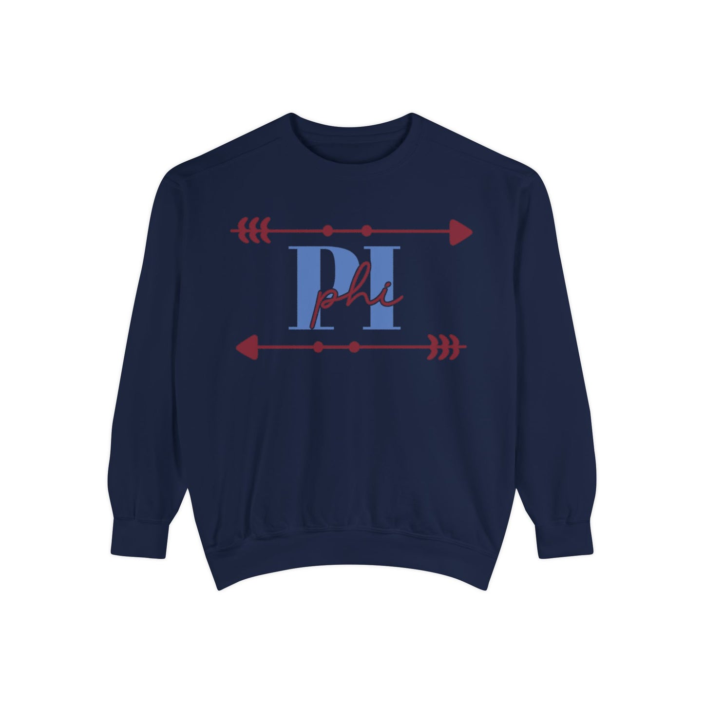 Phi Garment-Dyed Sweatshirt - Cozy Casual Unique Gift College Apparel Graduation Outfit