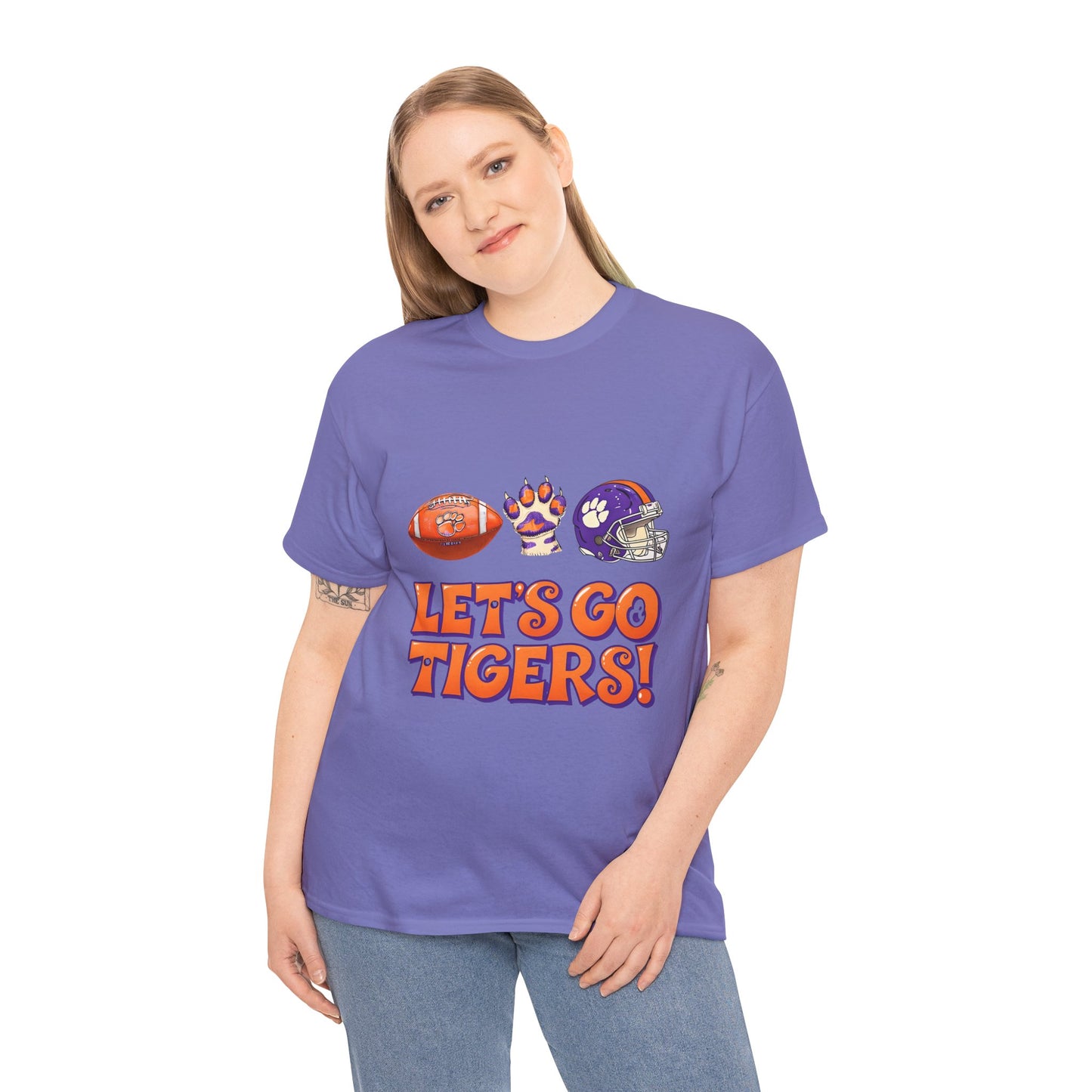 Unisex Heavy Cotton Tee - Let's Go Tigers! Sports Fan Tee, Game Day Shirt, Tailgate Apparel, Team Pride Top, College Football Gear