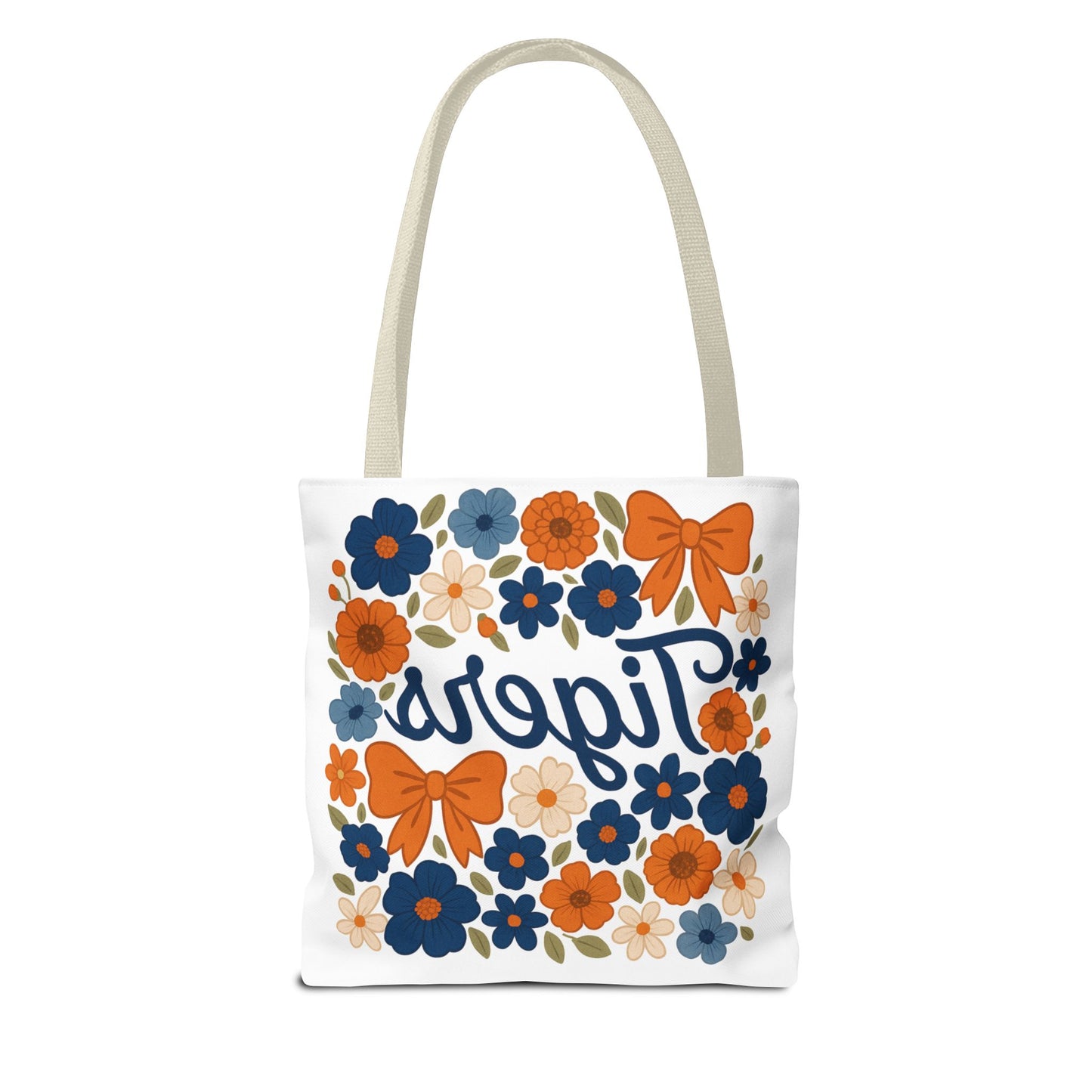 Floral Tiger Tote Bag, Cute Shopping Bag, Reusable Grocery Tote, Gift for Students, Eco-friendly Handbag, Graduation Gift, Alumni Gift