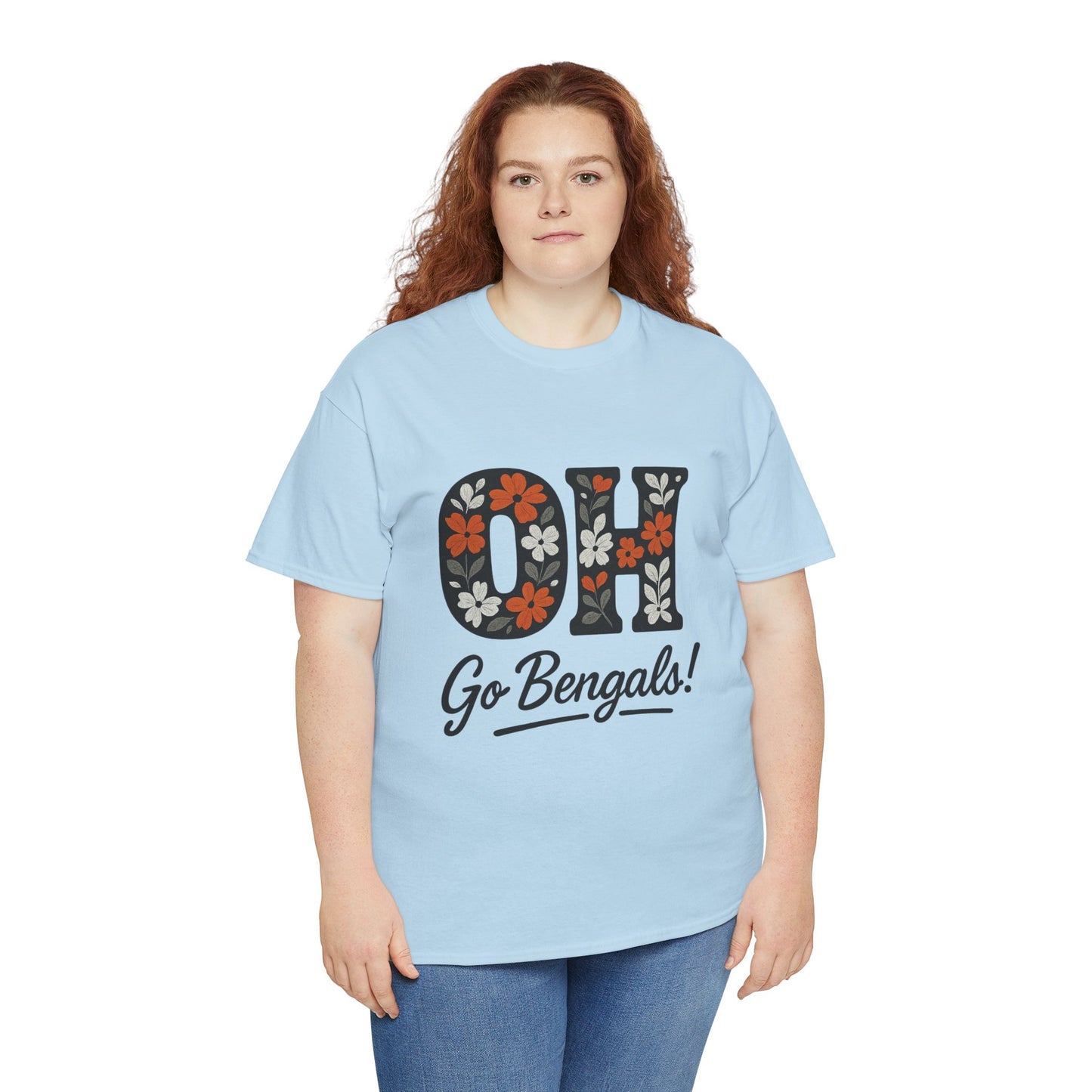 Bengals Floral Tee - Unisex Heavy Cotton