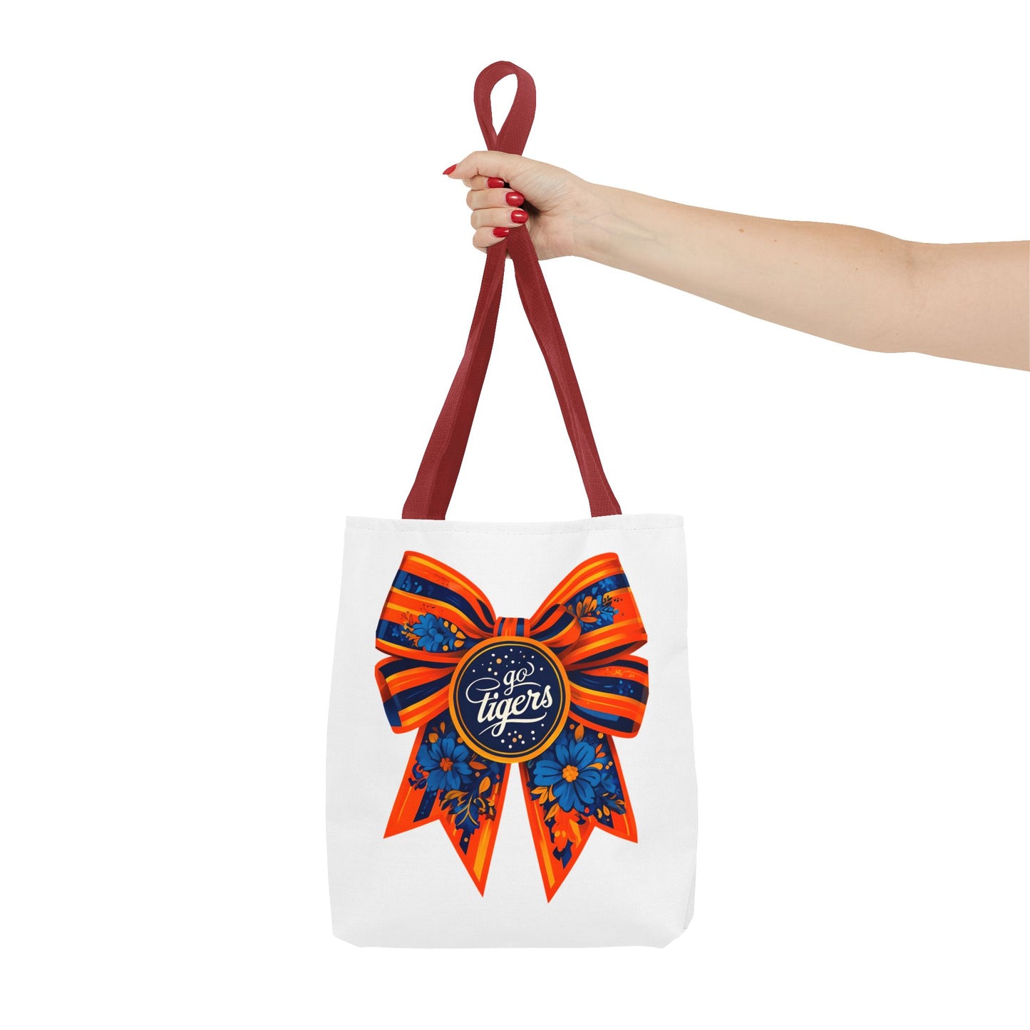 Cheerful Floral Tote Bag - Go Tigers, Sports Fan Gift, Custom Tote, Floral Design, Game Day Bag, Personalized Shopping Bag