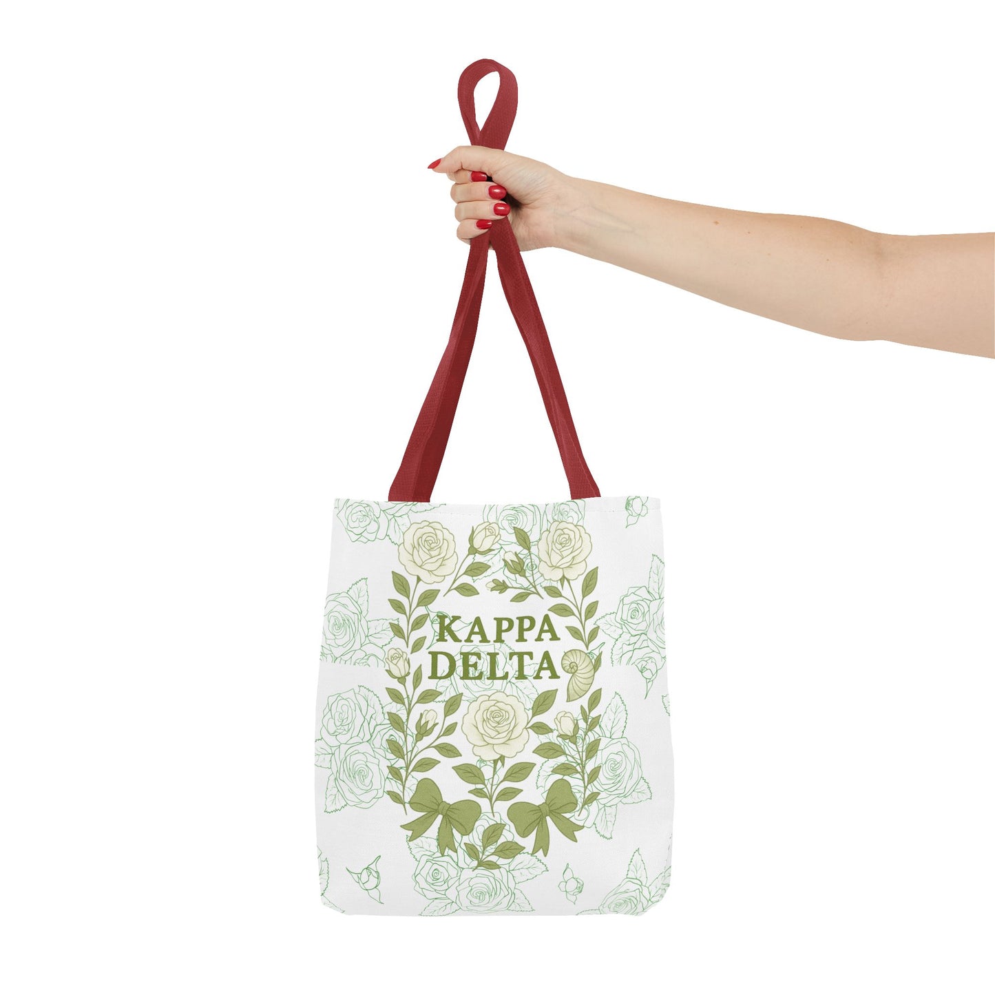 Elegant Kappa Delta Tote Bag, Floral AOP Design, Sorority Bag, Gift for Sisters, Eco-Friendly Shopping Bag