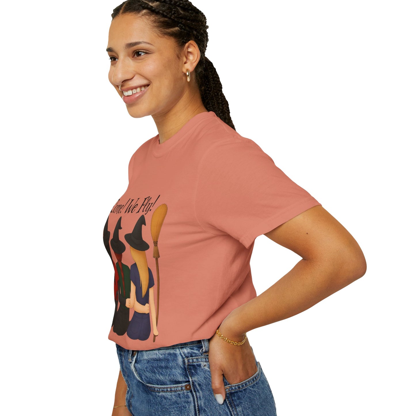 Witchy Halloween T-shirt - Come We Fly Unisex Garment-Dyed Tee