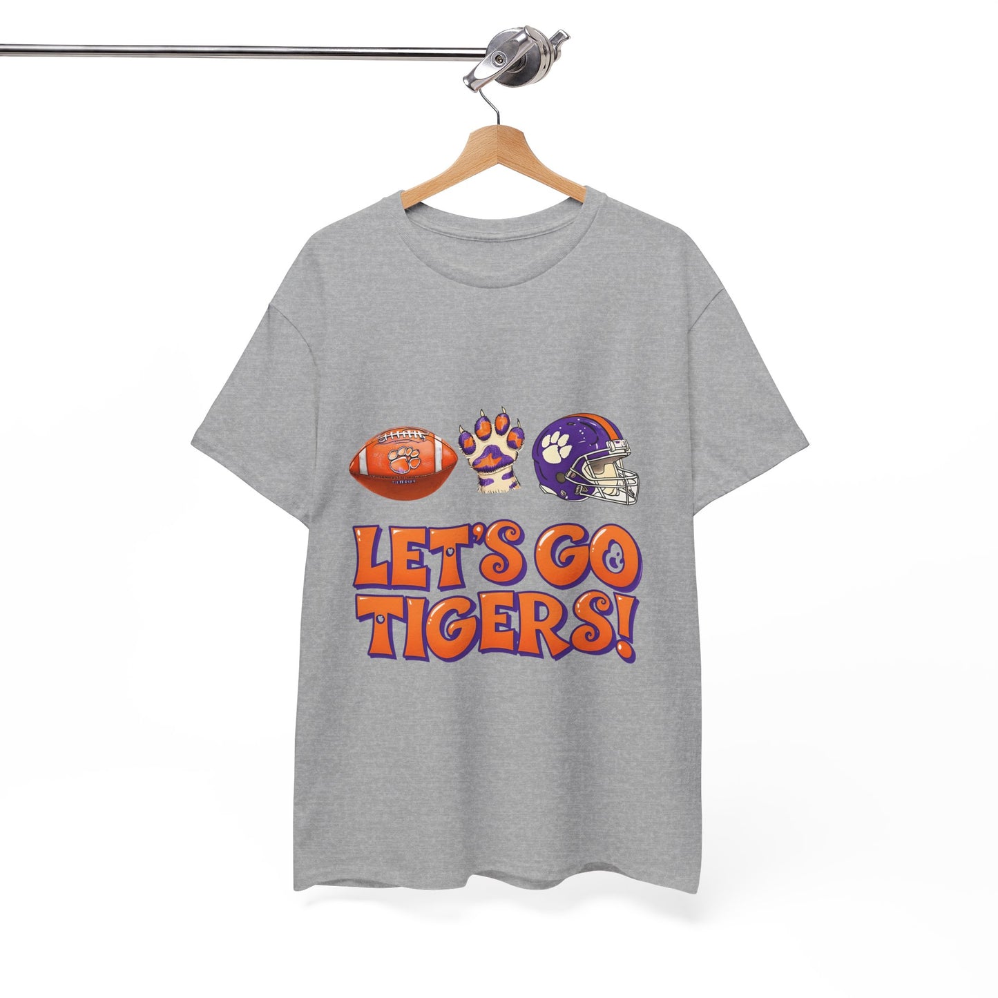 Unisex Heavy Cotton Tee - Let's Go Tigers! Sports Fan Tee, Game Day Shirt, Tailgate Apparel, Team Pride Top, College Football Gear
