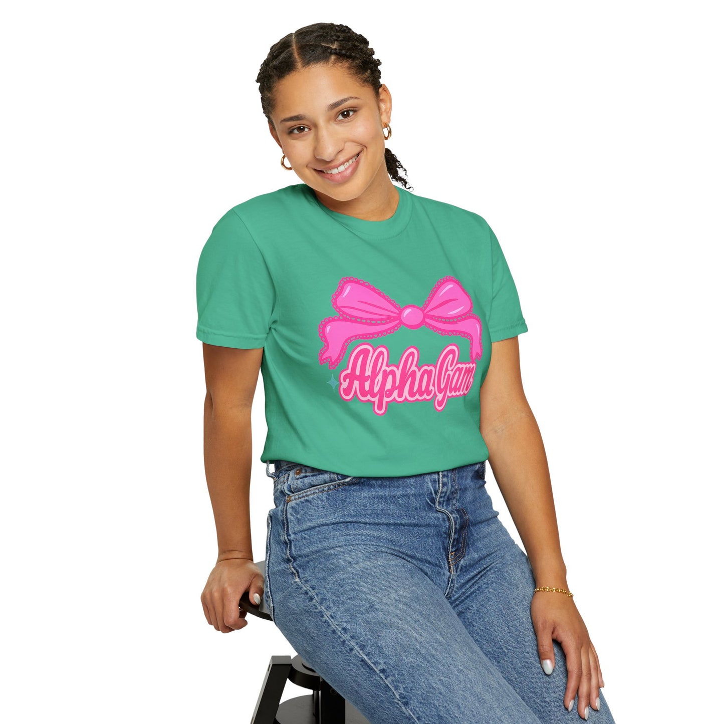 AlphaGam Bow T-Shirt | Unisex Garment-Dyed Tee for Sorority Sisters, College Apparel, Gifts for Greek Life, Casual Outfit, Sorority [...]