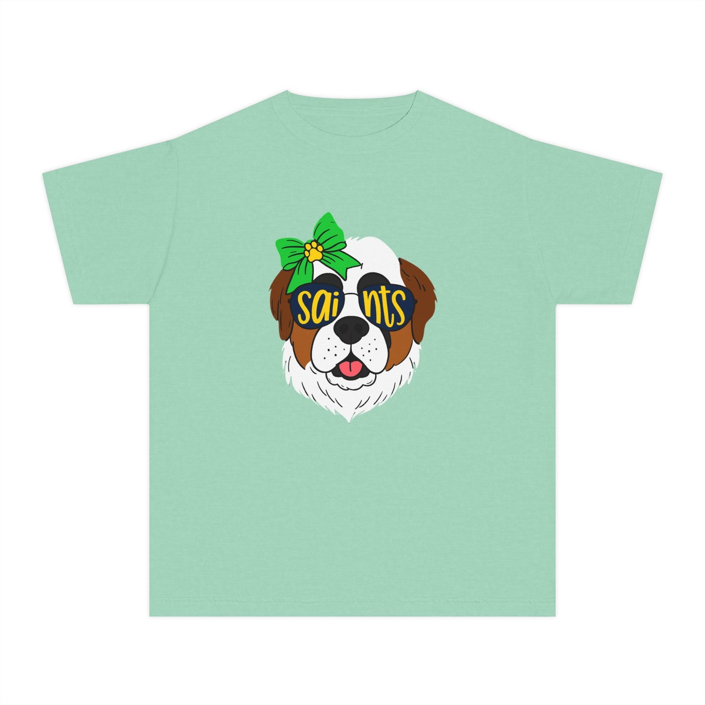Saints Dog Youth Tee, Cute Puppy T-Shirt, Pet Lover Gift, Casual Wear, Birthday, Family Reunion, Dog Show