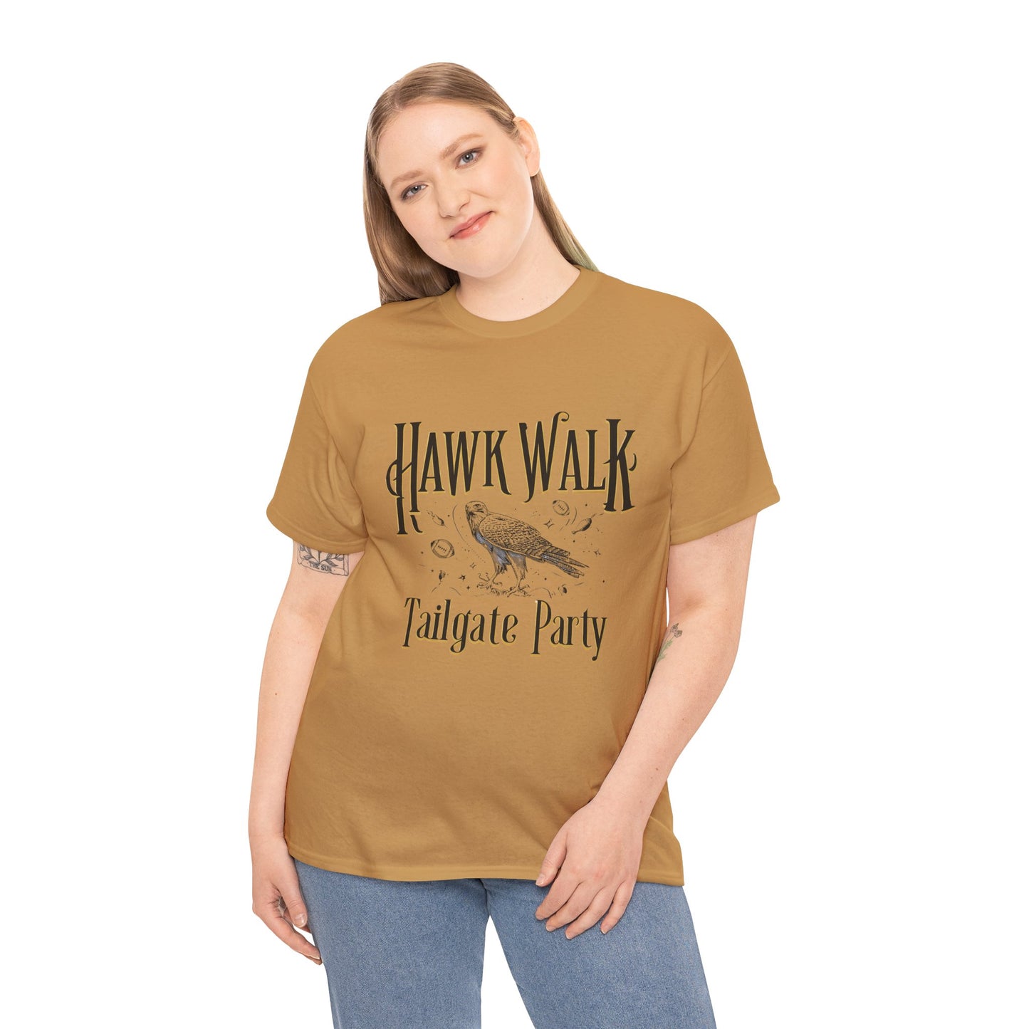 Hawk Walk Tailgate Tee, Unisex Cotton Shirt, Outdoor Event T-Shirt, Festival Wear, Bird Lover Gift, Sports Gathering Apparel