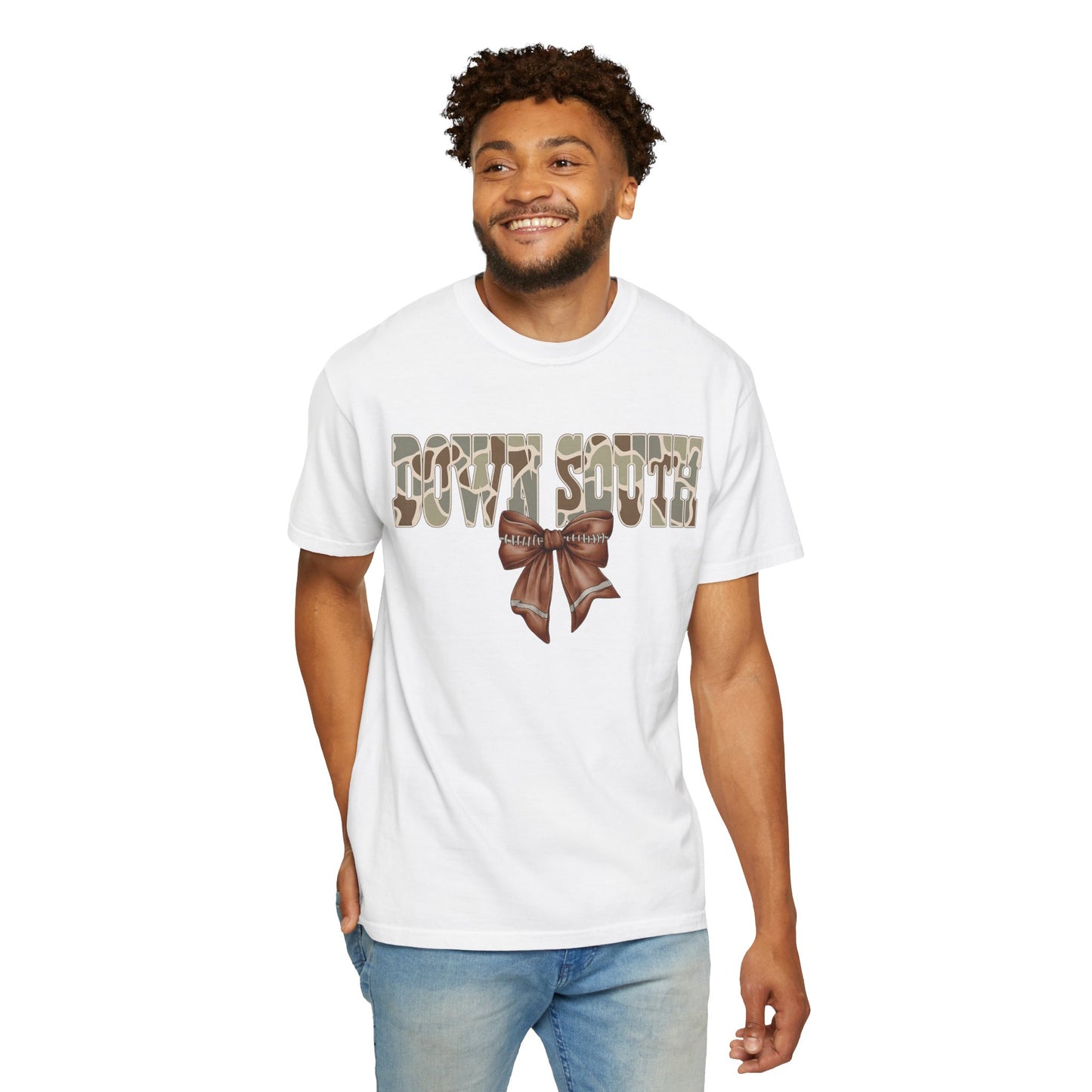Camo Bow Graphic Tee - Trendy Apparel for Casual Outings and Birthdays