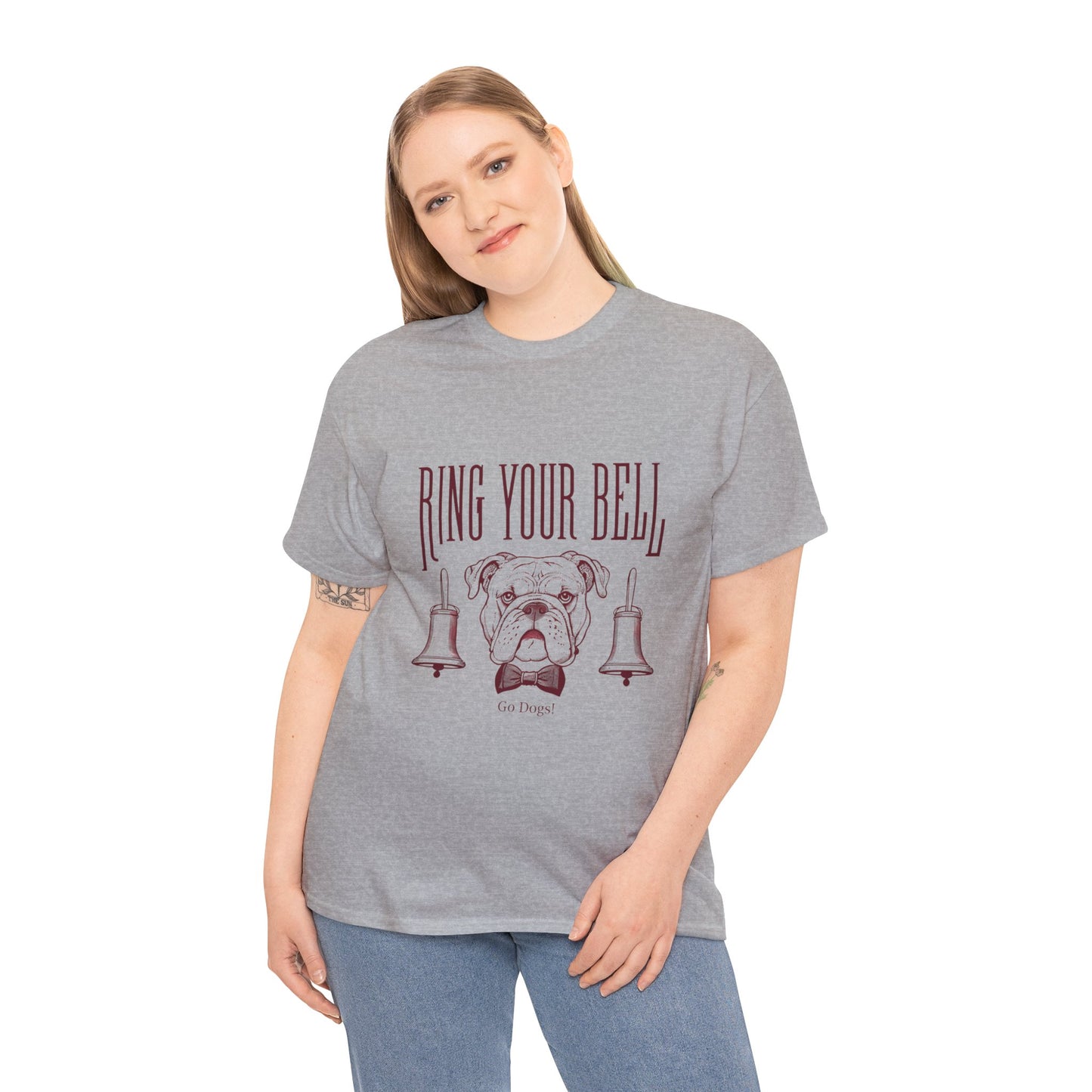 Dog Lover's Unisex Heavy Cotton Tee | 'Ring Your Bell' Shirt, Bulldog Tee, Pet Owner Gift, Funny Dog Apparel, Casual Wear