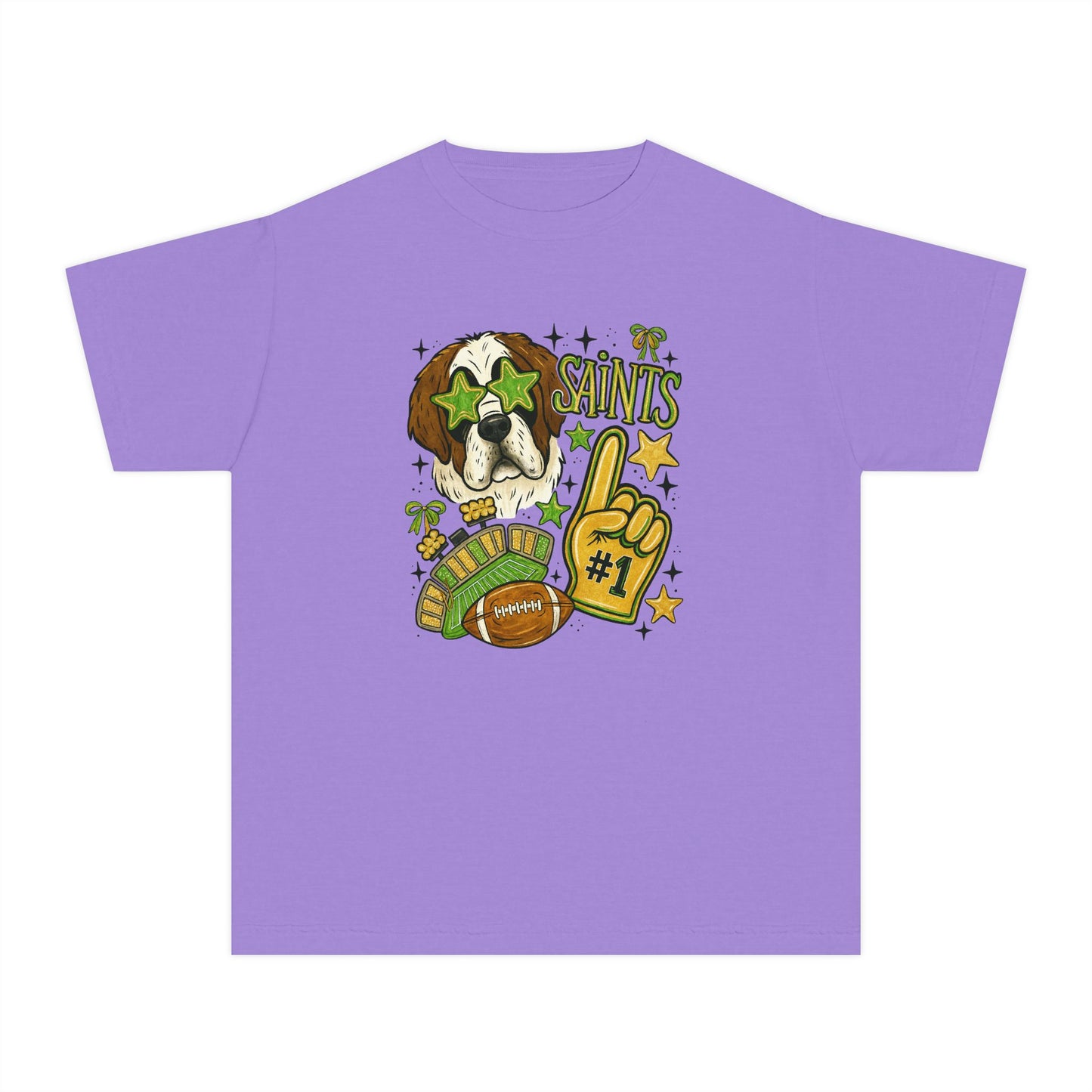 Saints Fan Youth Midweight Tee, Youth Sports Shirt, Kids Game Day Tee, Football Shirt, Youth Cheer Shirt, Holiday Gift for Kids