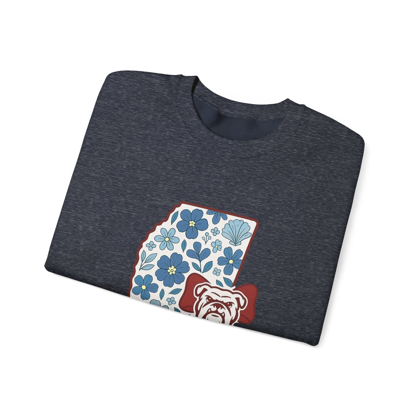 Mississippi Flower Bulldog Crewneck Sweatshirt, Cozy Sweatshirt for Fall, Gift for Dog Lovers, College Apparel, Casual Fashion