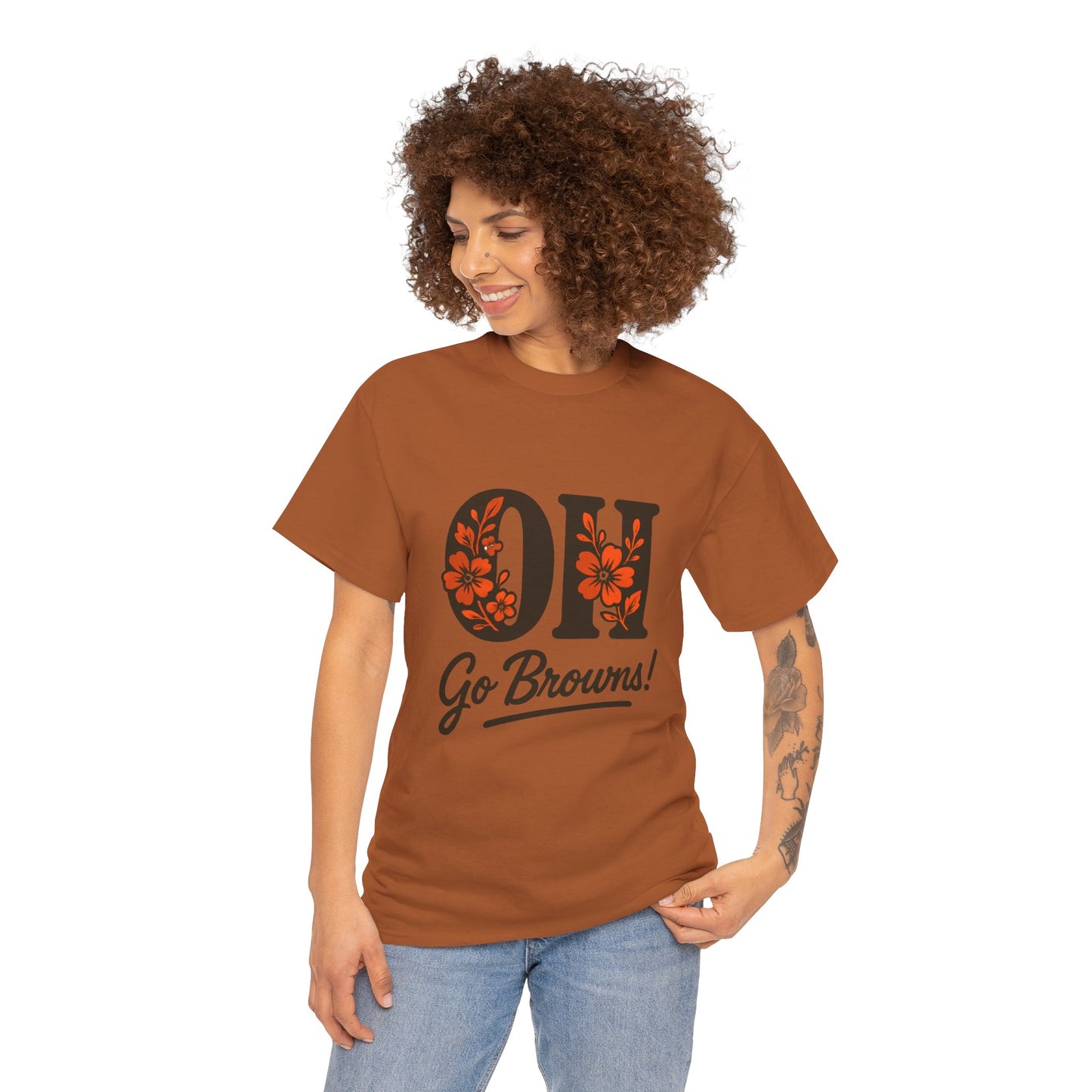 OH Go Browns Floral Unisex Tee, Fan Apparel, Game Day Shirt, Casual Wear, Gift for Sports Lovers