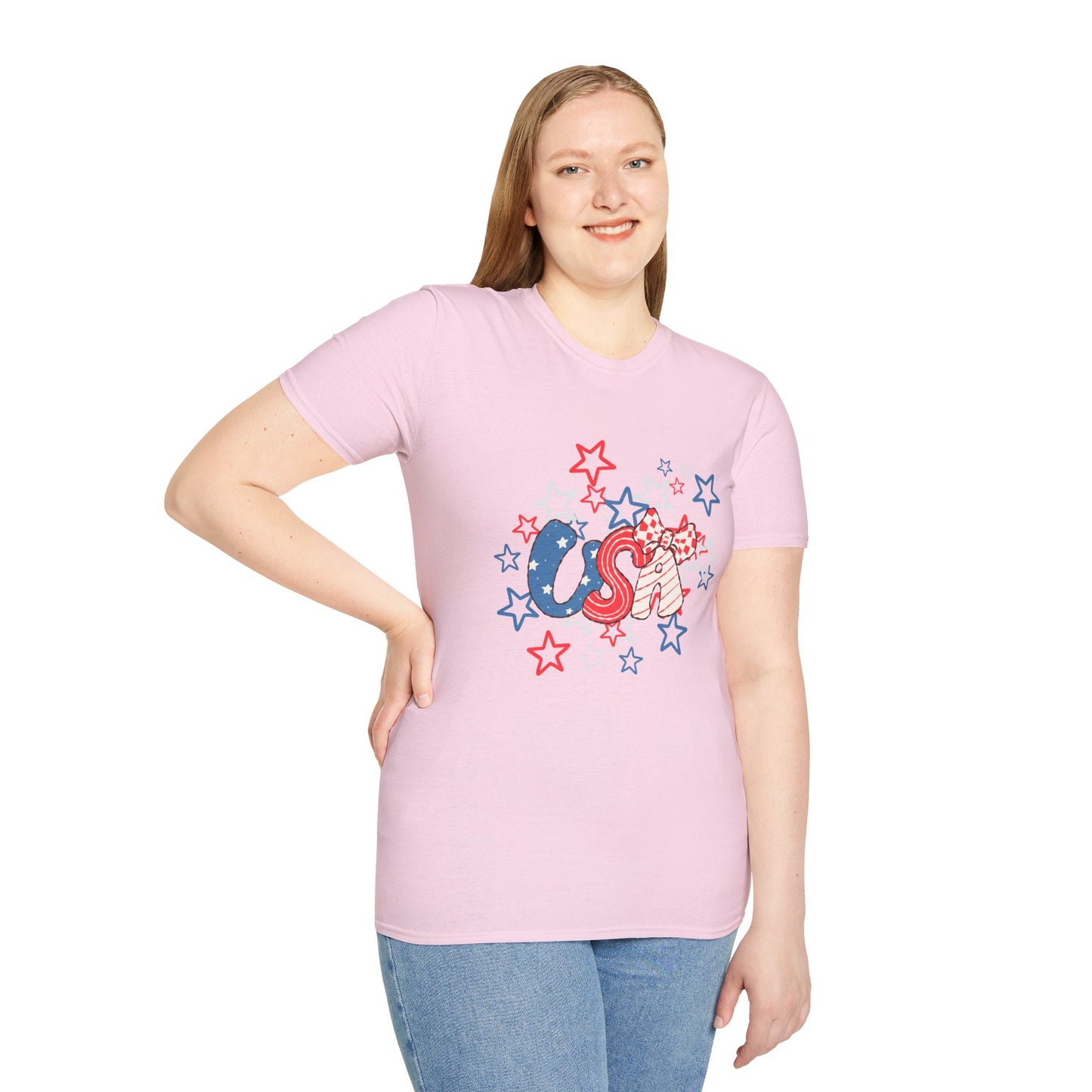 Patriotic Unisex T-Shirt for Independence Day, July 4th Celebration, Star-Patterned Tee, USA Graphic Top, Casual American Apparel