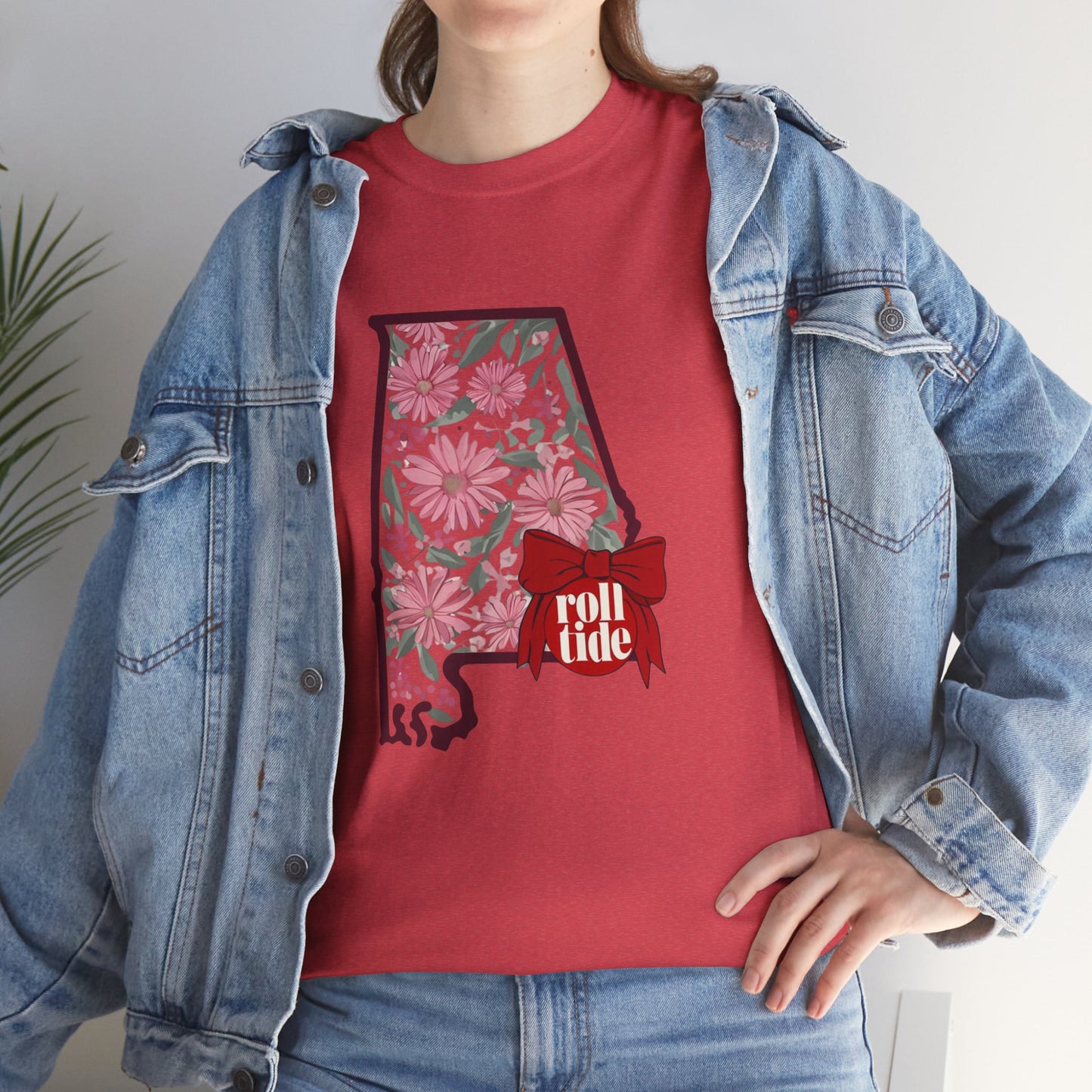 Floral Alabama Tee - Roll Tide Unisex Heavy Cotton T-Shirt, Casual Wear, Game Day Outfit, College Apparel, Southern Pride