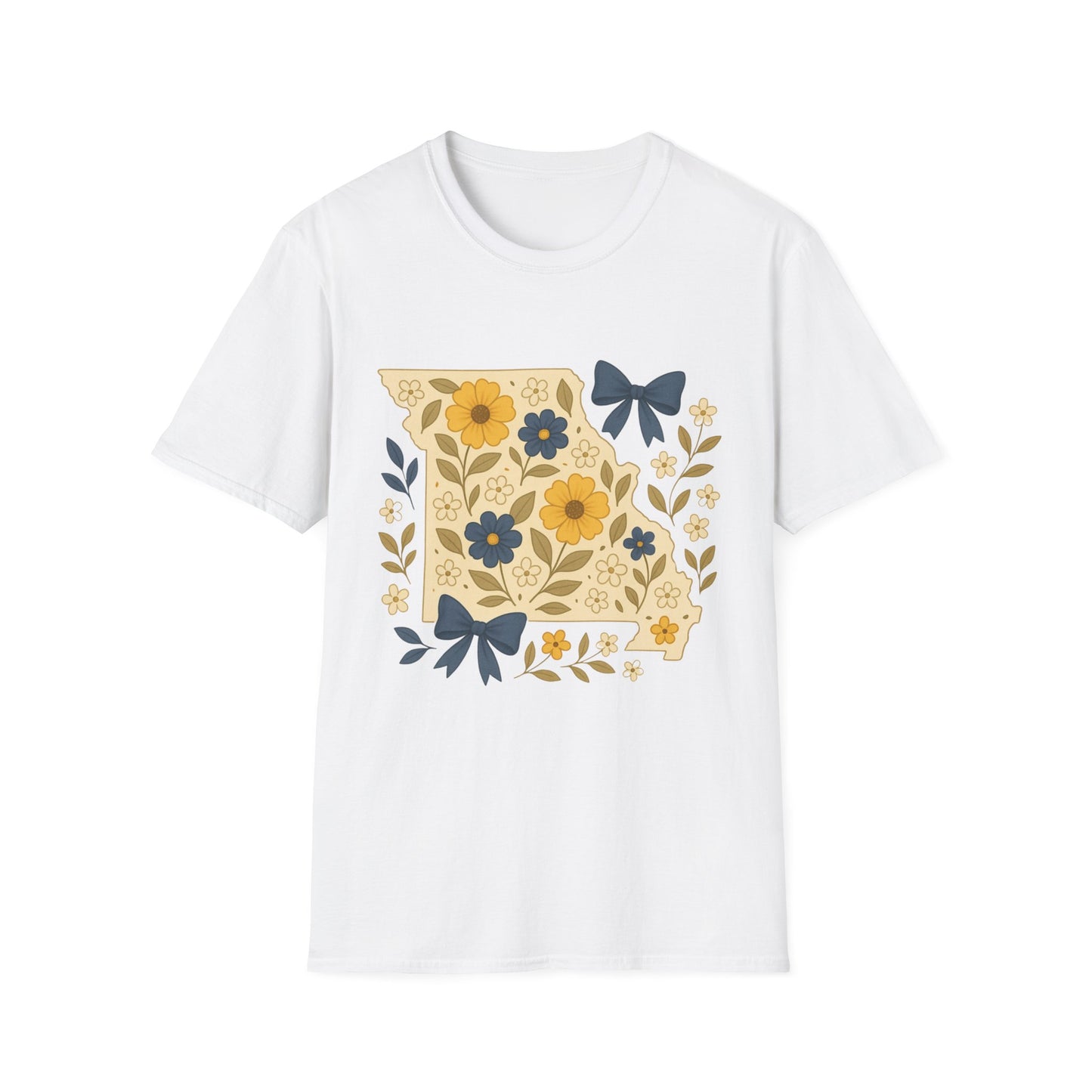 Missouri Floral Unisex T-Shirt, Softstyle Tee, Gift for Her, Spring Fashion, Casual Wear, Personalized Shirt, Eco-Friendly Apparel