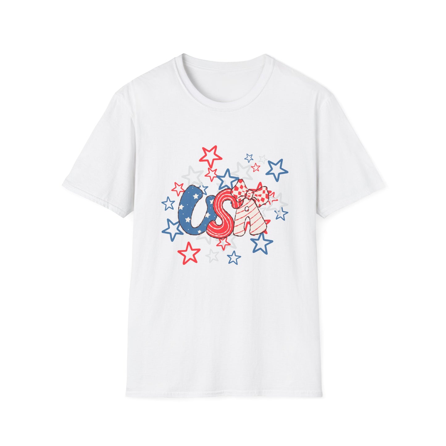 Patriotic Unisex T-Shirt for Independence Day, July 4th Celebration, Star-Patterned Tee, USA Graphic Top, Casual American Apparel