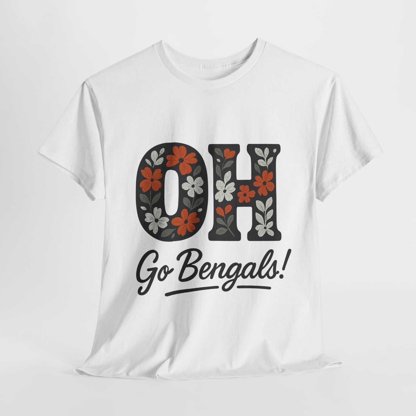 Bengals Floral Tee - Unisex Heavy Cotton