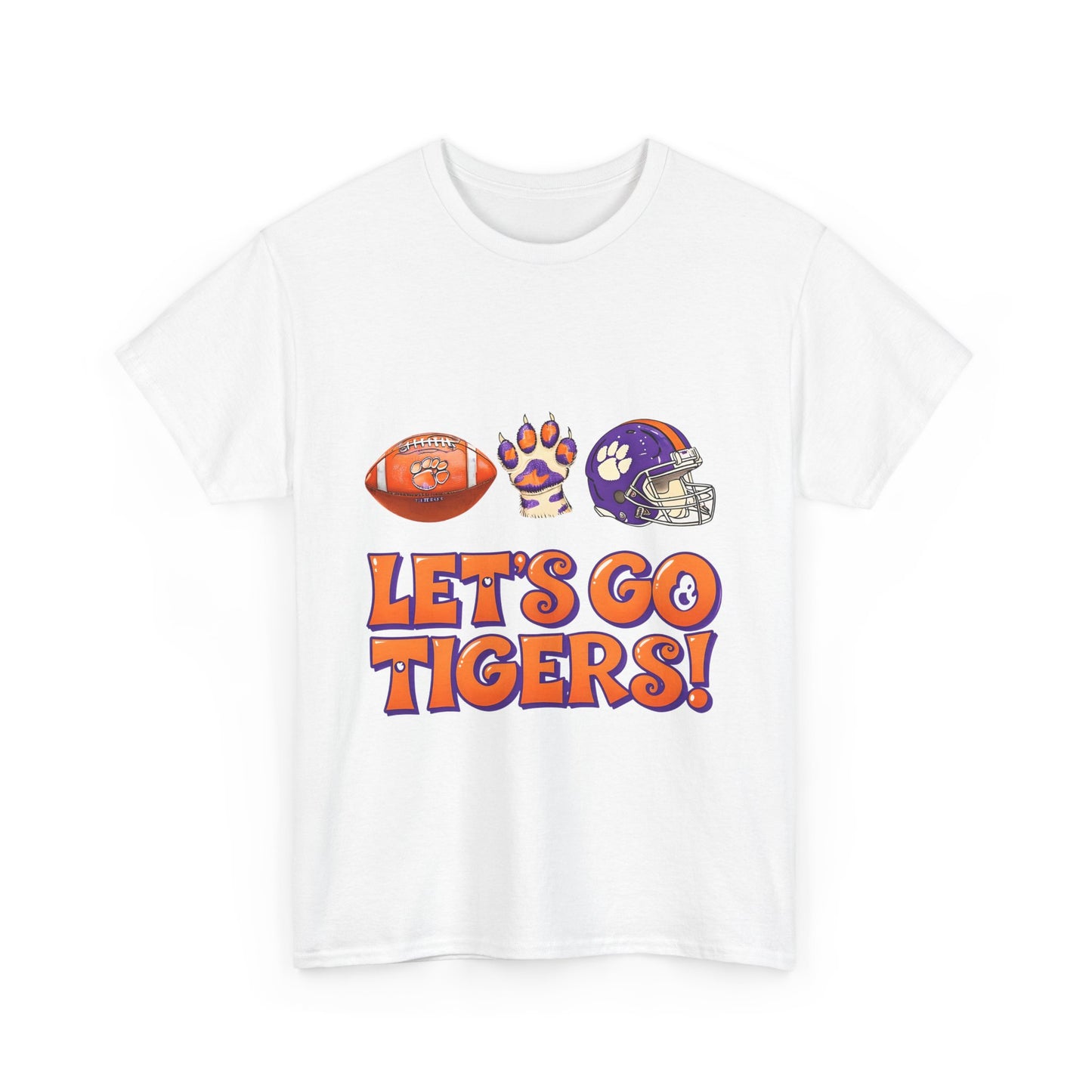 Unisex Heavy Cotton Tee - Let's Go Tigers! Sports Fan Tee, Game Day Shirt, Tailgate Apparel, Team Pride Top, College Football Gear