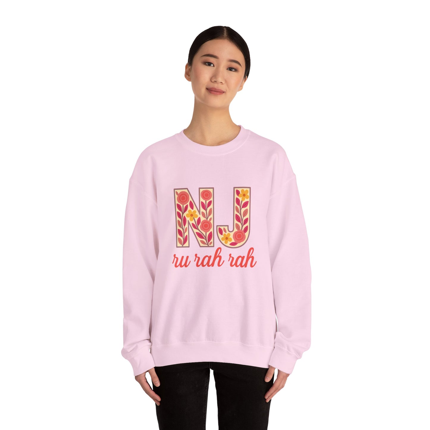 NJ Floral Pattern Crewneck Sweatshirt, Cozy Jersey, Casual Layer, Unique Gift, Fall Fashion, Unisex Apparel