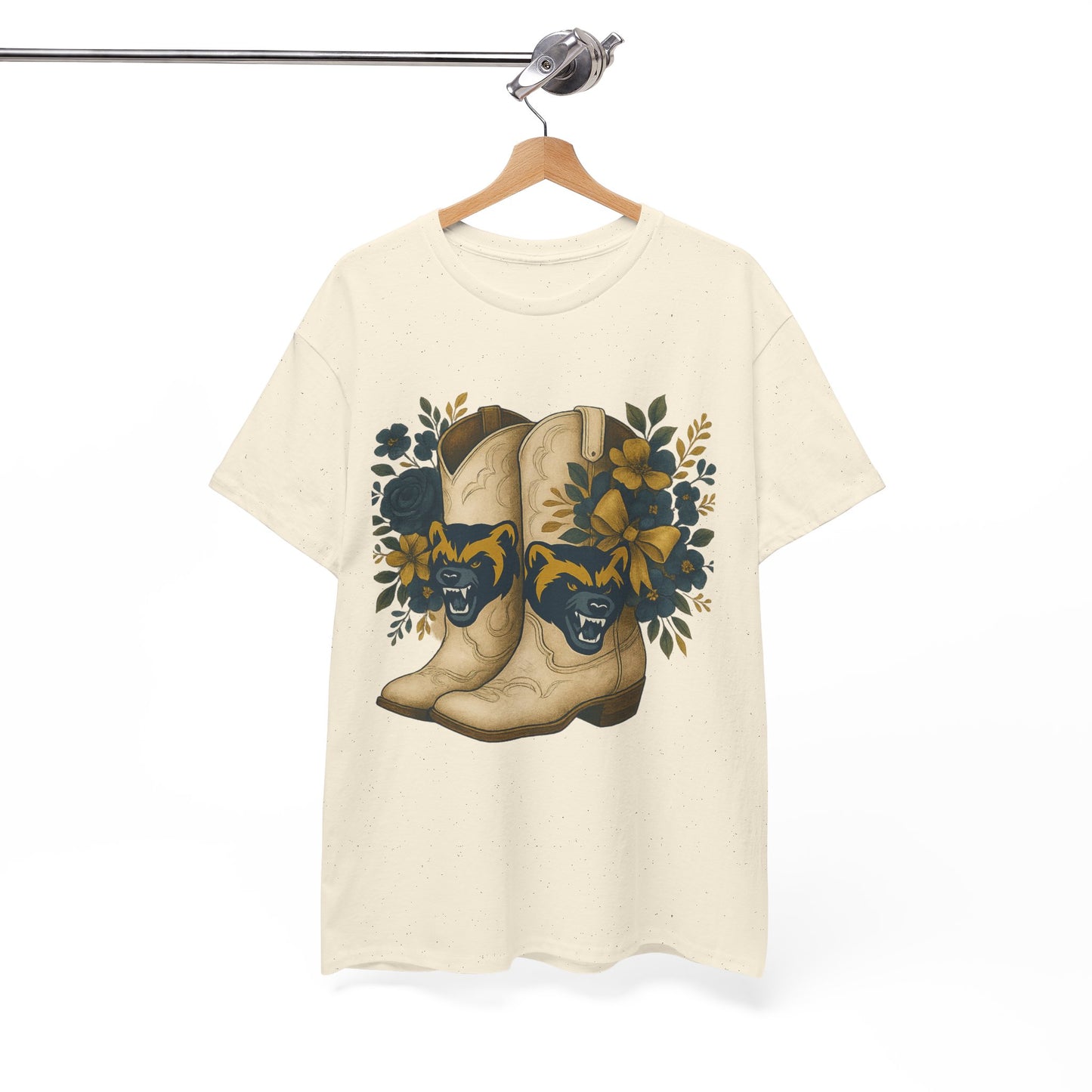 Graphic Tee - Michigan Wolverines Maize and Blue Country Chic Floral Cowboy Boots Vintage Style Shirt