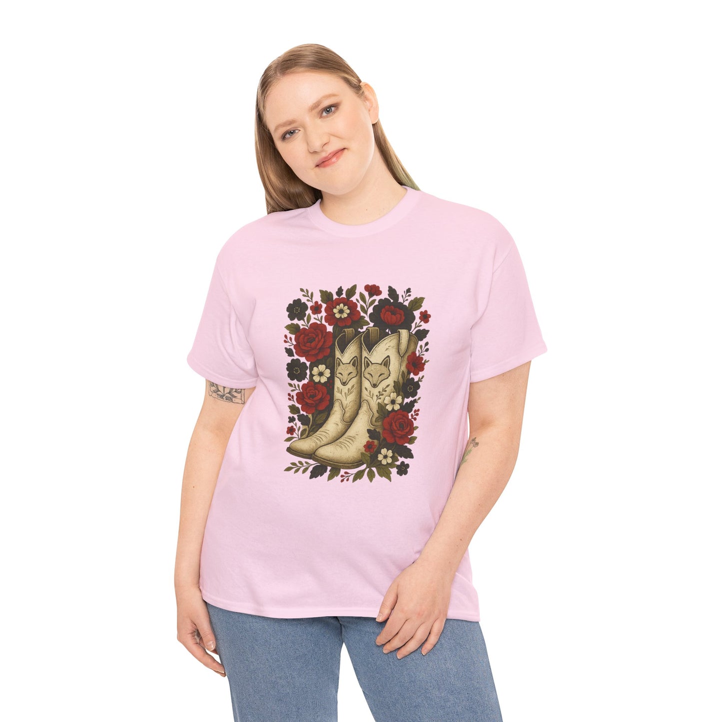AR State Red Wolves Vintage Floral Cowboy Boots Tee