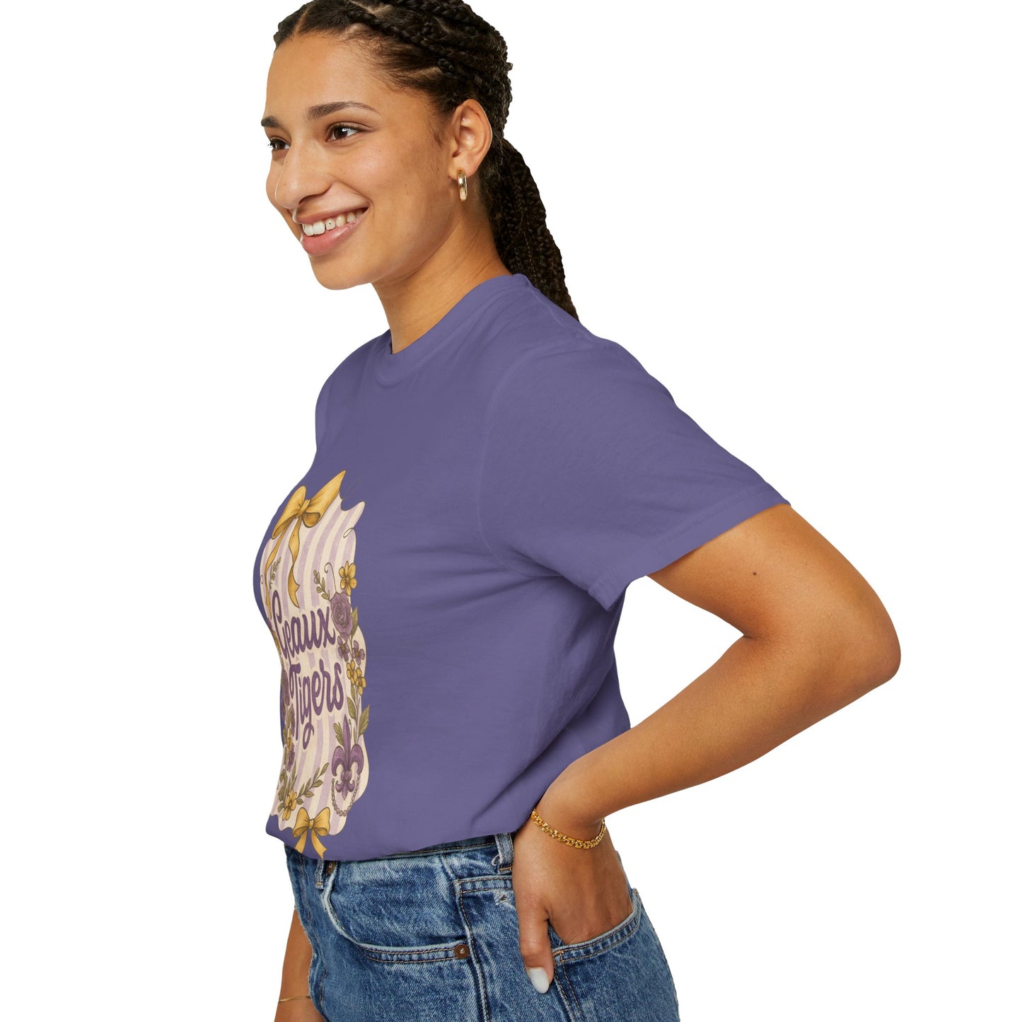 Geaux Tigers Floral T-Shirt, Unisex Casual Tee, Game Day Apparel, Spring Outfit, LSU Fan Gear