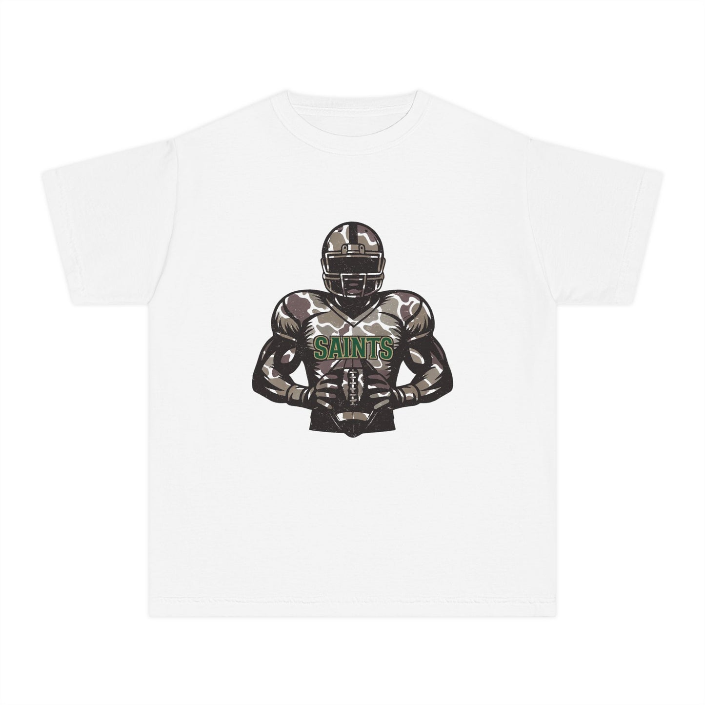 Youth Football Tee - Camouflage Print, Casual Sportswear, Game Day Apparel