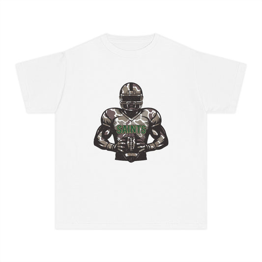 Youth Football Tee - Camouflage Print, Casual Sportswear, Game Day Apparel