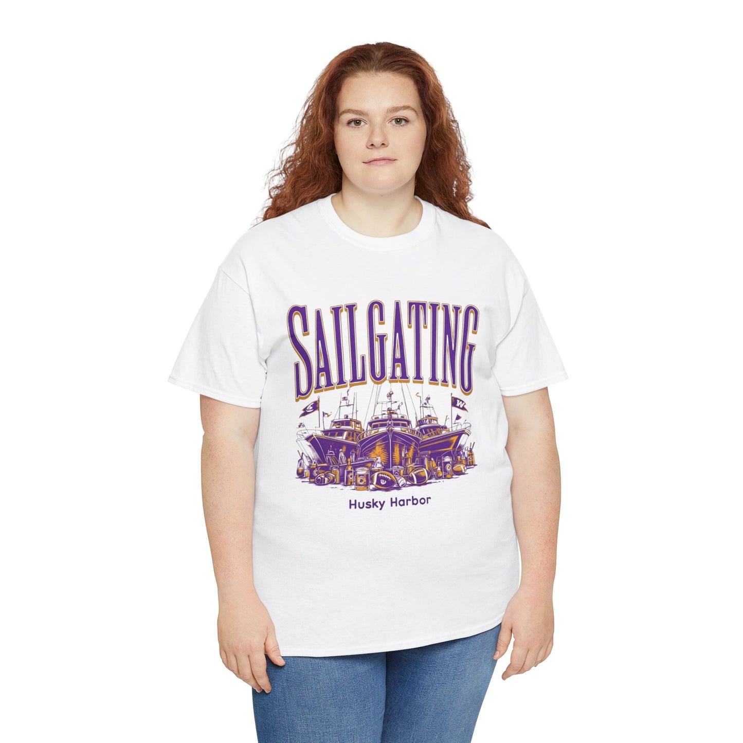 Sailgating Tee - Washington Huskies Unisex Heavy Cotton Shirt