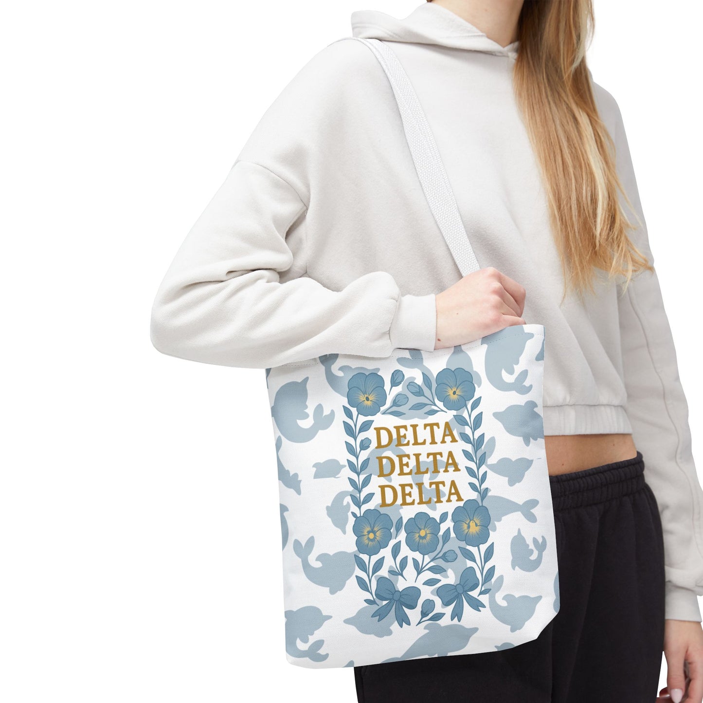 Delta Delta Delta Floral Tote Bag | Sorority Gift | Reusable Shopping Bag | Summer Accessory | Eco-Friendly Bag | Stylish Storage