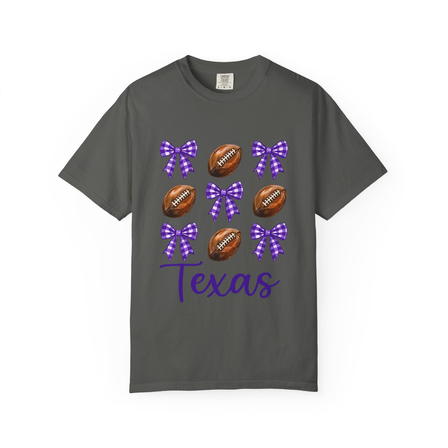 Texas Football Unisex T-Shirt with Purple Bows - Game Day Sports Apparel for Horned Frogs Fans