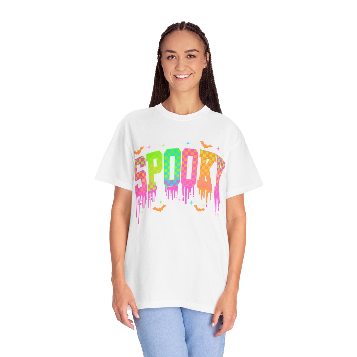 Colorful Neon Checkered Spooky T-Shirt
