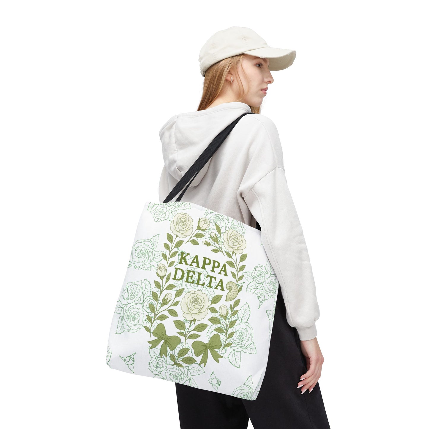 Elegant Kappa Delta Tote Bag, Floral AOP Design, Sorority Bag, Gift for Sisters, Eco-Friendly Shopping Bag
