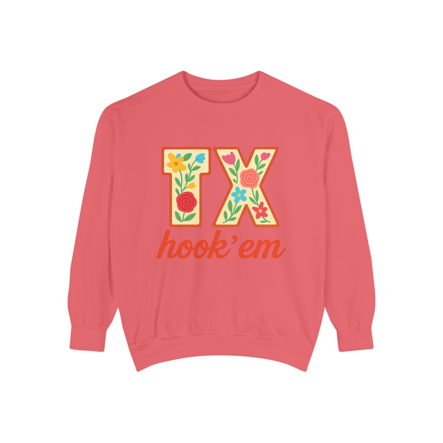 Texas Floral Sweatshirt, Unisex Garment-Dyed Sweatshirt, Cozy Casual Wear, Perfect for Game Day, Floral TX Hook 'Em Design, Stylish [...]